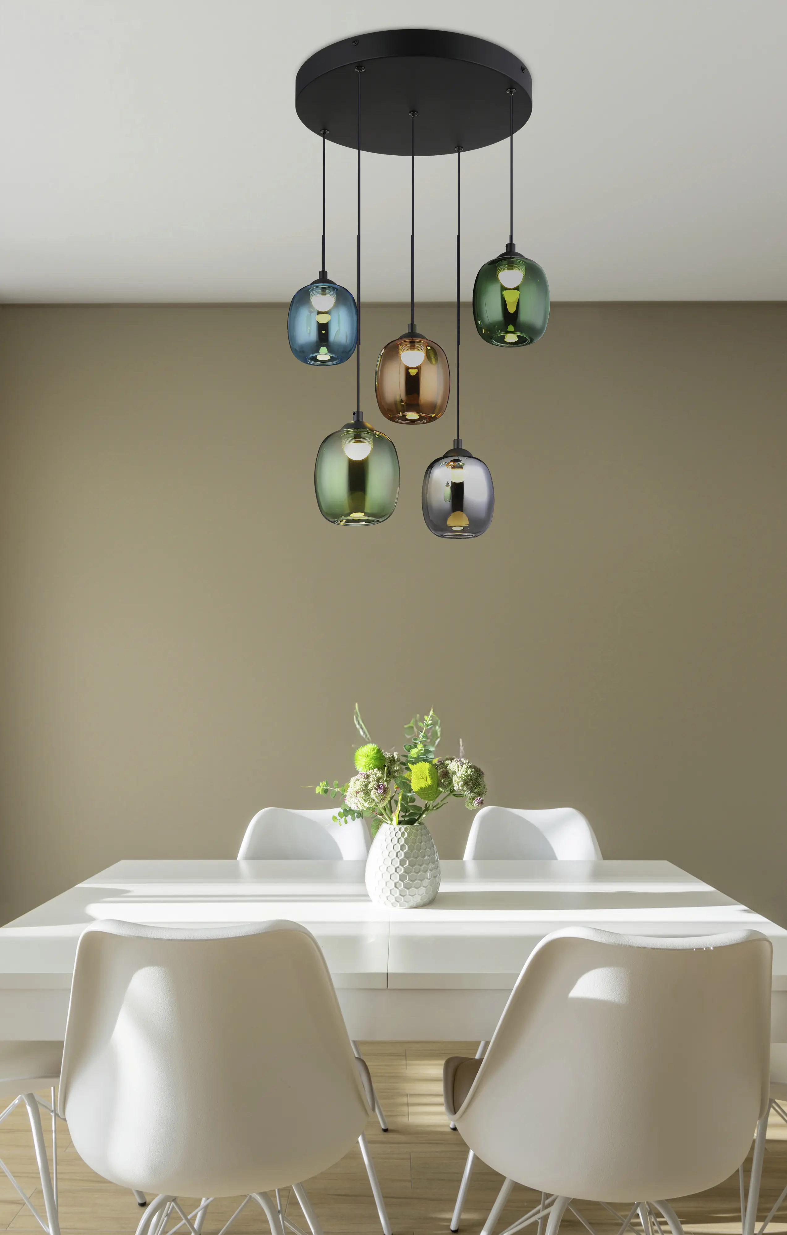 Globo Hängeleuchte Minara schwarz matt Ø 43 x 150 cm warmweiß