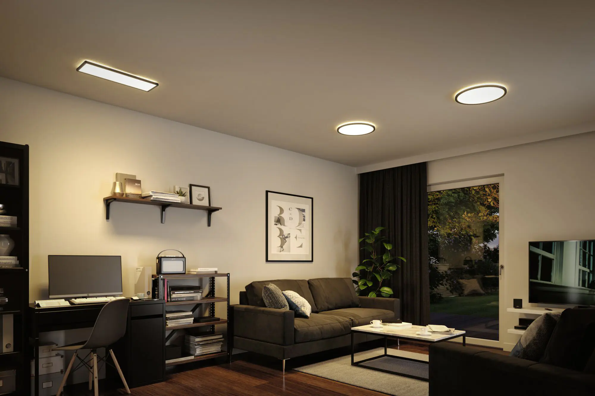 Paulmann LED Panel Atria Shine schwarz Ø 42 cm warmweiß dimmbar