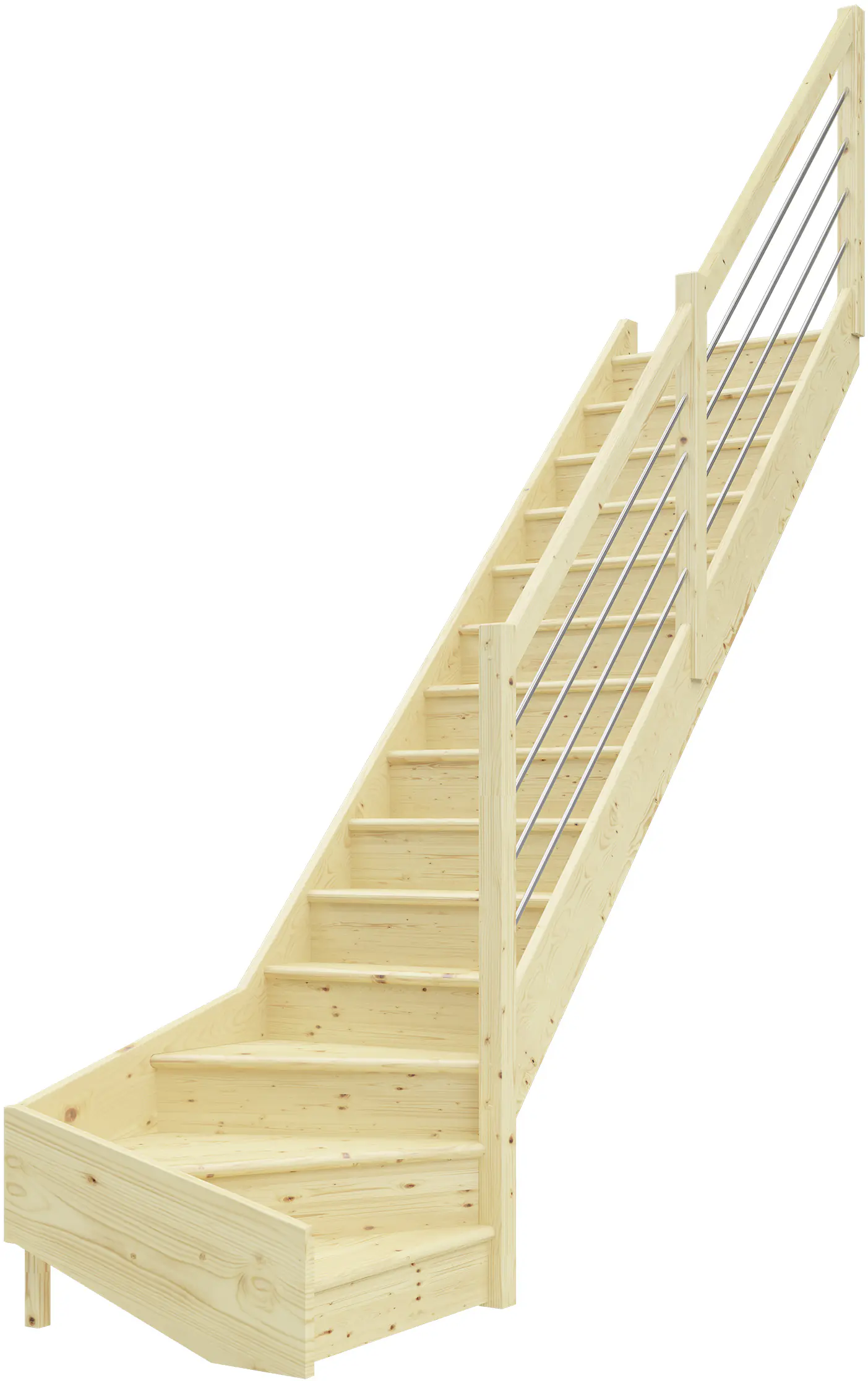Dolle Raumspartreppen Paris 1/4-gew. Fichte unbehandelt inkl. Geländer