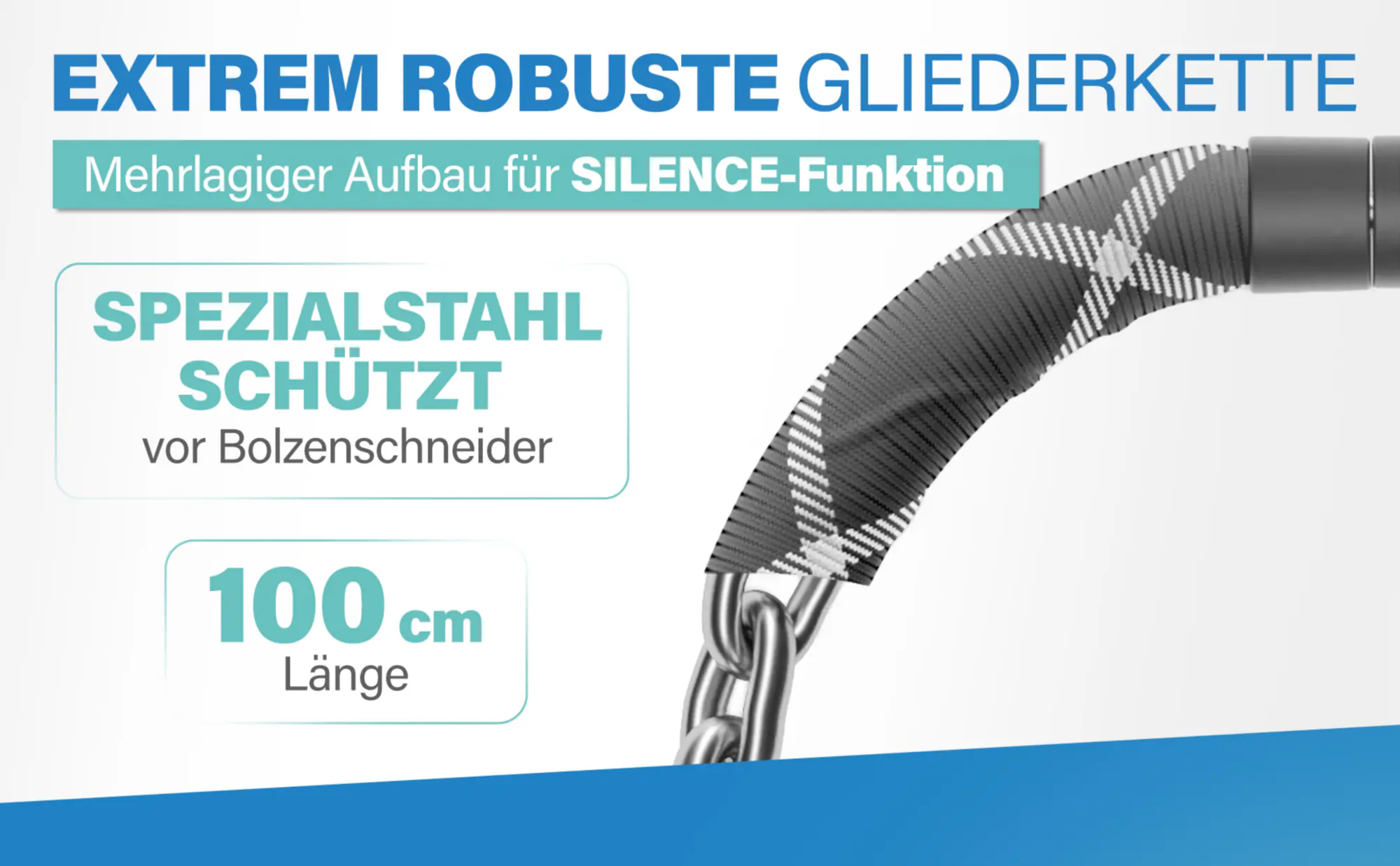 Fischer Kettenschloss Fahrrad Silence Ck100/32 100 cm x Ø 6 mm mint