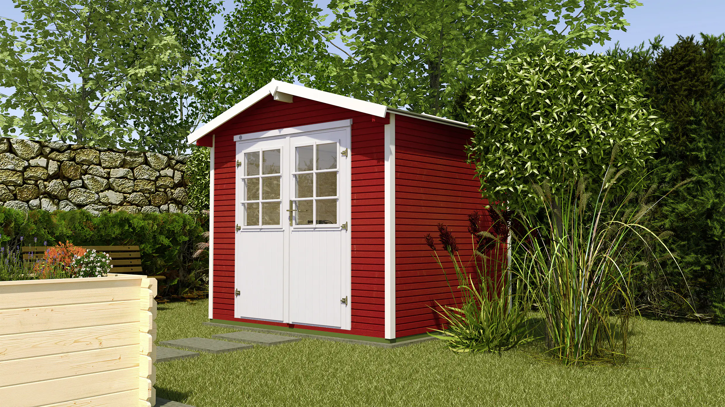 Weka Gartenhaus Kajsa 301 x 235 cm schwedenrot mit Fußboden