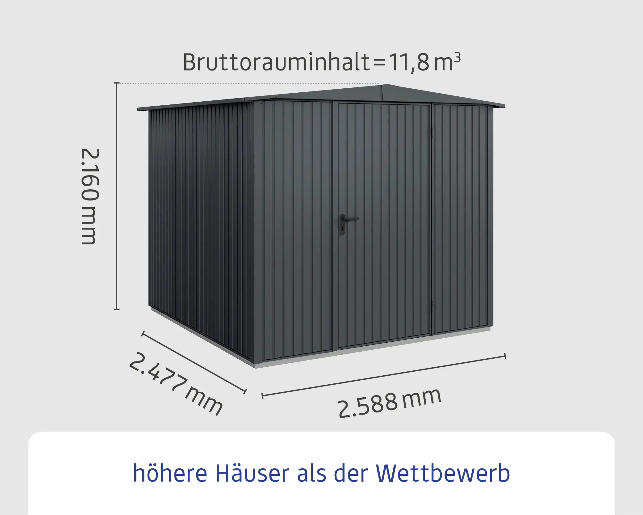 EcoStar Gerätehaus Trend-S Typ 2 258,8 x 247,7 x 216 cm anthrazitgrau