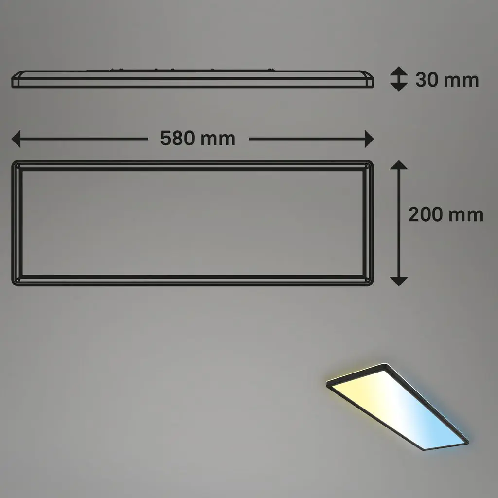 Briloner LED Panel Slim 58 cm, schwarz, utraflach CCT