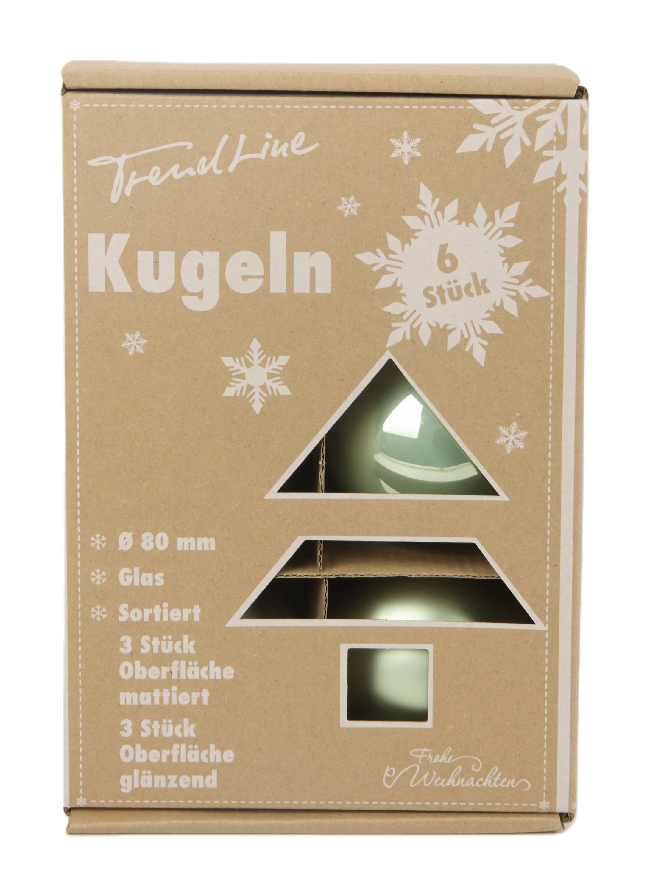 TrendLine Weihnachtskugeln aus Glas Ø 8 cm light green 6 Stück