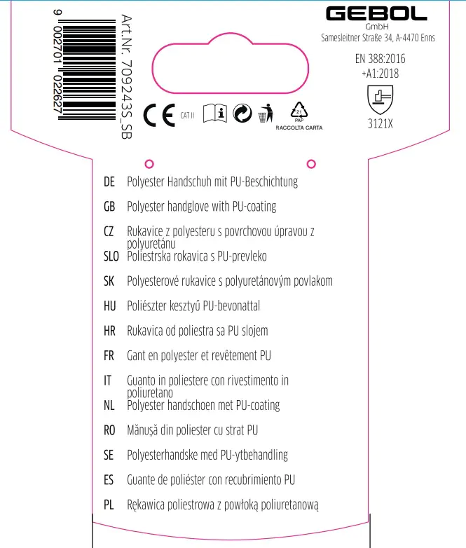 Gebol Handschuh Nano Flex schwarz