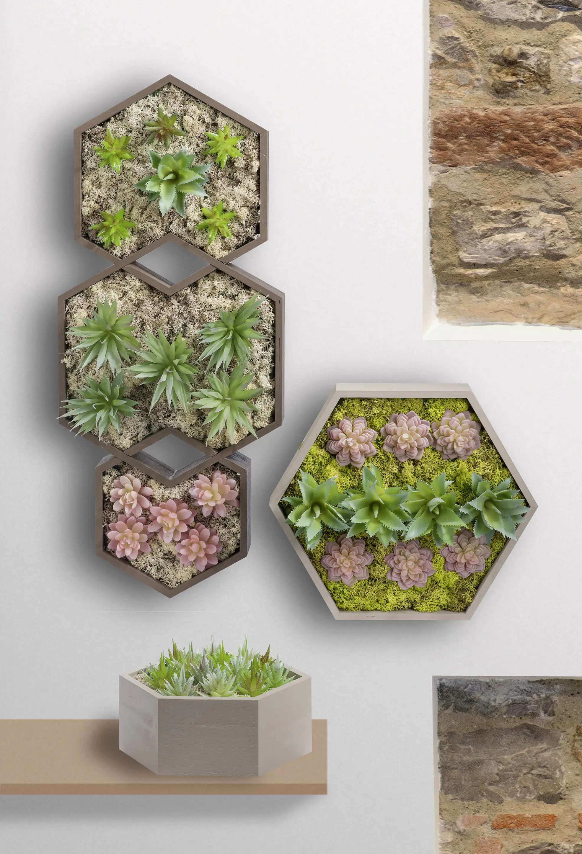 Glorex Design-Rahmen Holz Sechseck 3 Stück