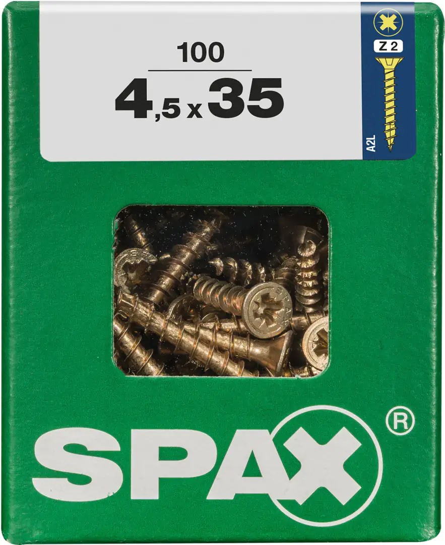 Spax Universalschrauben 4.5 x 35 mm PZ 2 Senkkopf - 100 Stk.