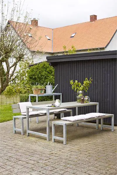 Plus Planken-Garnitur 3-teilig mit 2 Rückenlehnen, graubraun