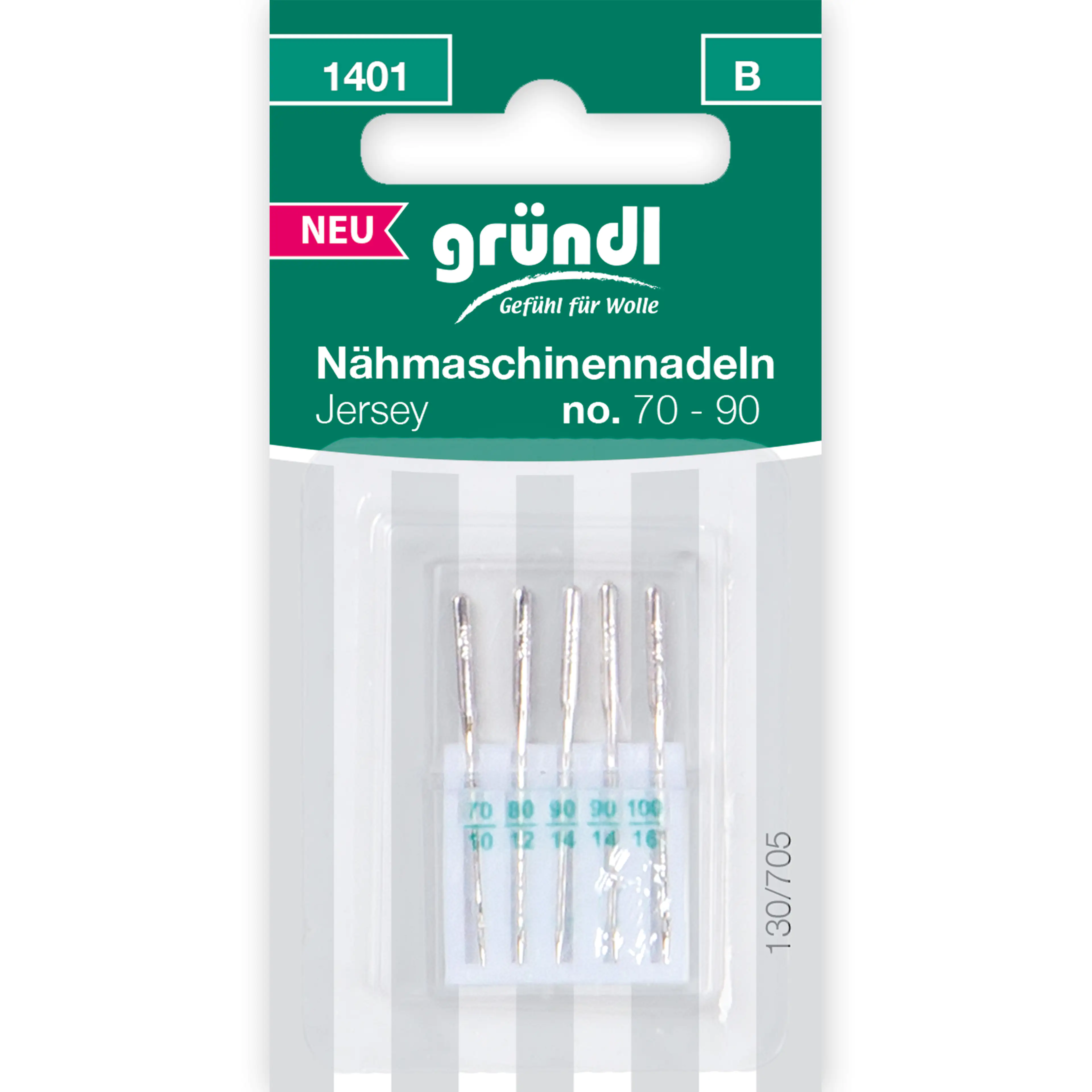 Gründl Nähmaschinennadeln Jersey 5 Stück No. 70-90