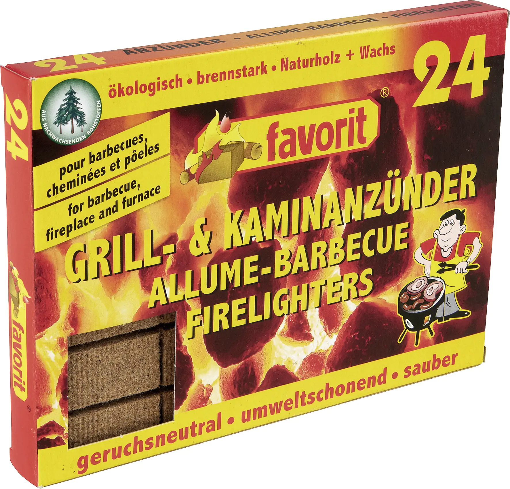 Favorit Grill-Kaminanzünder Naturholz und Wachs 24 Stück