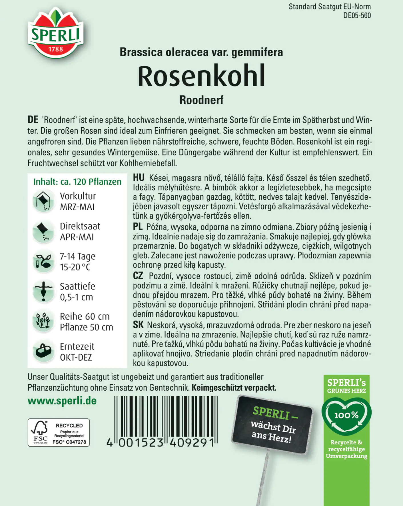 Sperli Rosenkohl Roodnerf