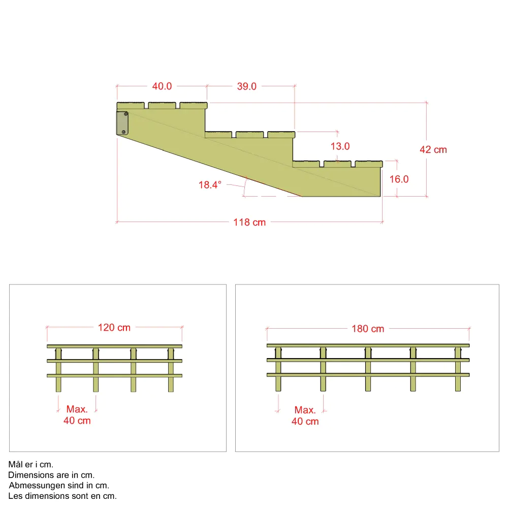 Plus Außentreppe Kiefer 3 Stufen 120 cm breit Schritttiefe 39 cm