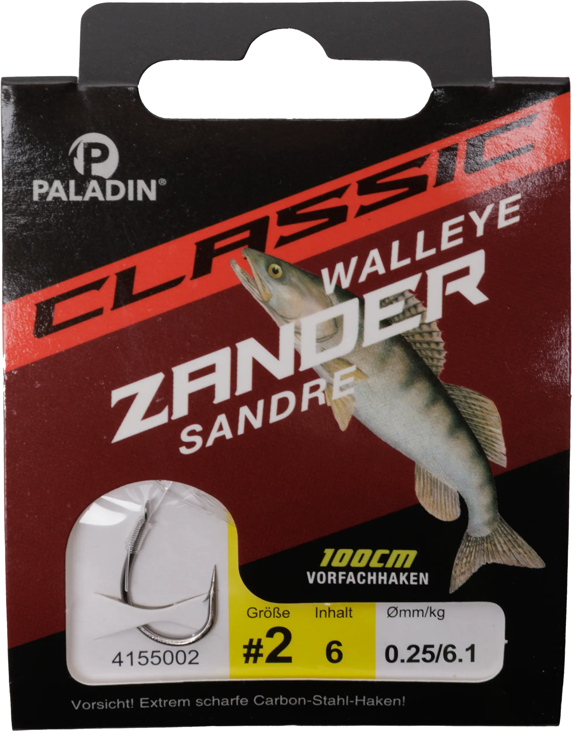 Paladin Zanderhaken gebunden Größe 2 100 cm 6 Stück gunsmoke