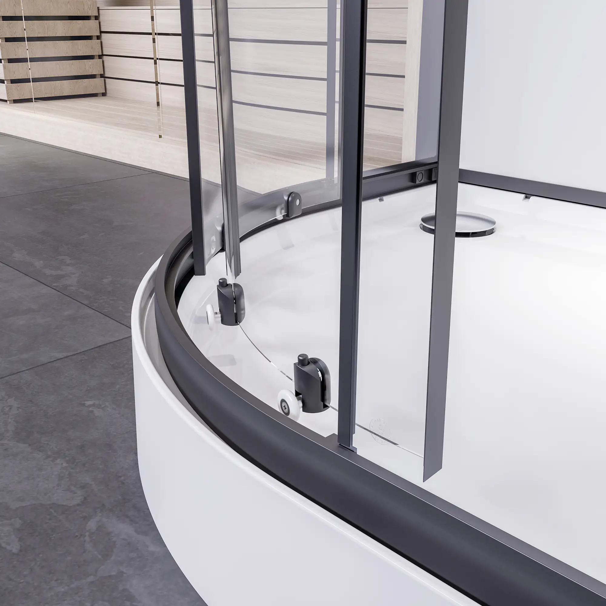 Breuer Komplettdusche BR 200 90x90cm Radius 550 Schwarz Klarglas hell