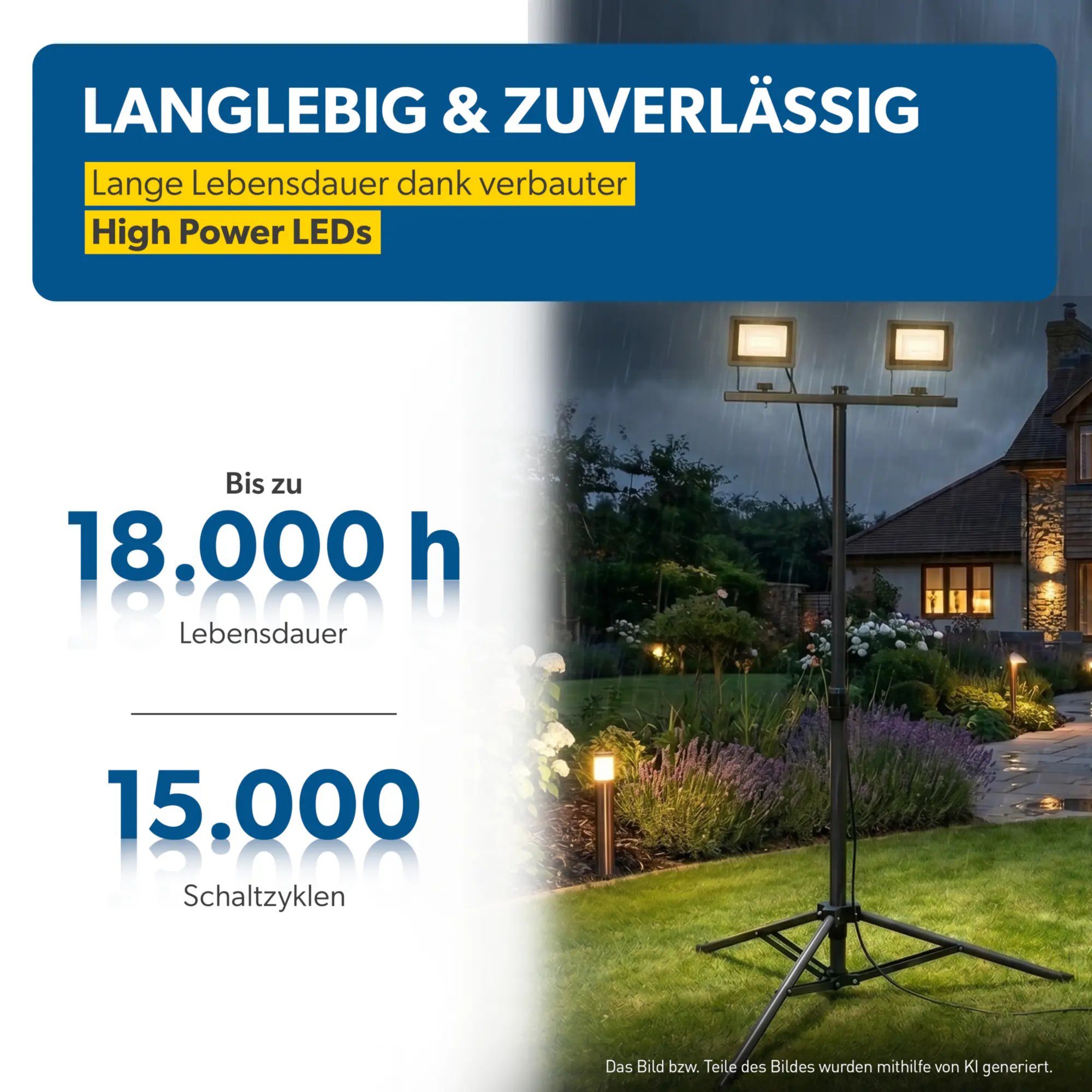 UniTec LED Strahler mit Stativ 2 x 14 W 1700 lm anthrazit