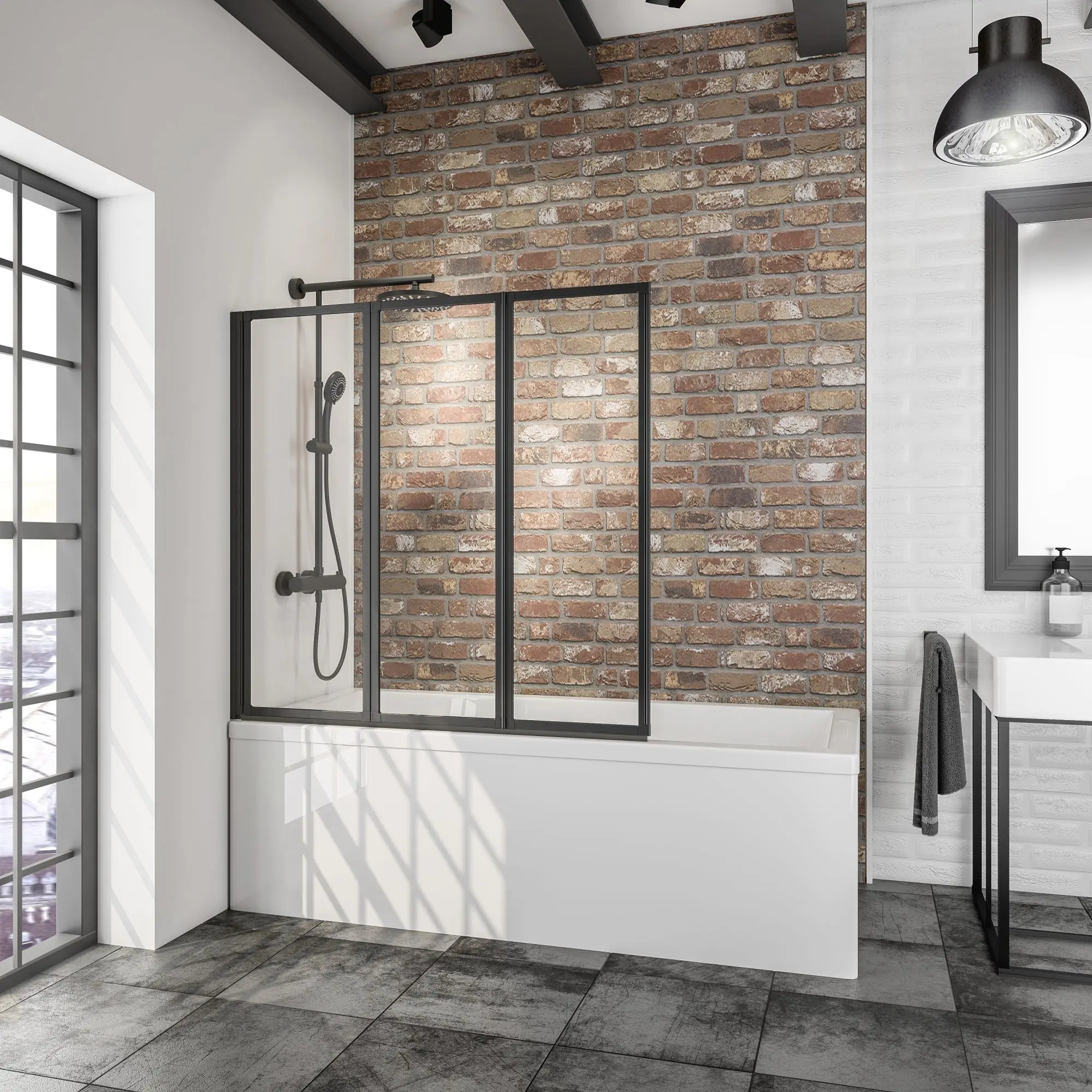 Schulte Badewannenaufsatz Komfort 127x140 cm Mattschwarz Klar hell inklusive Klebe System