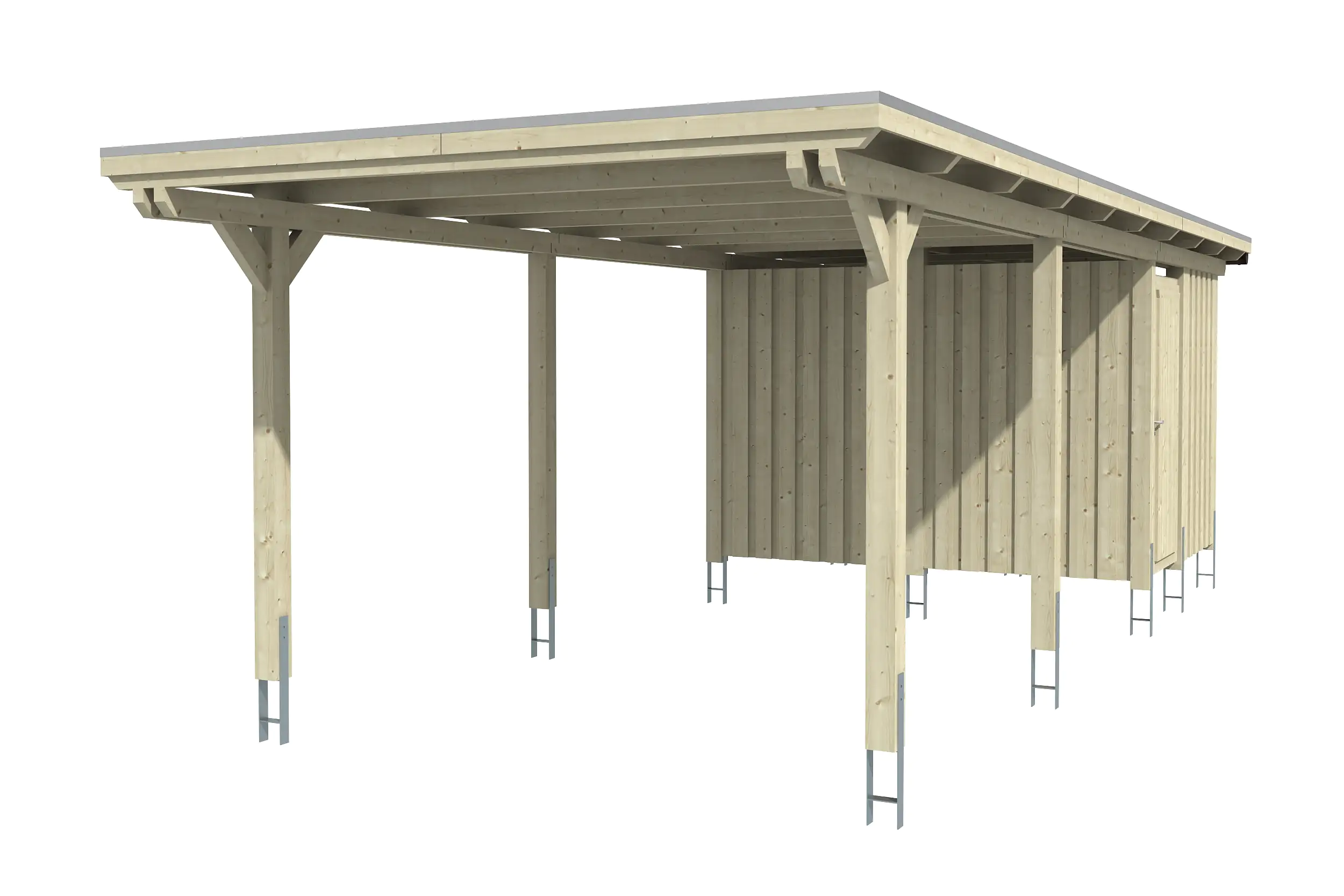 4018211022274_02 SKAN HOLZ Carport Emsland 354 x 846 cm mit Aluminiumdach, mit Abstellraum,