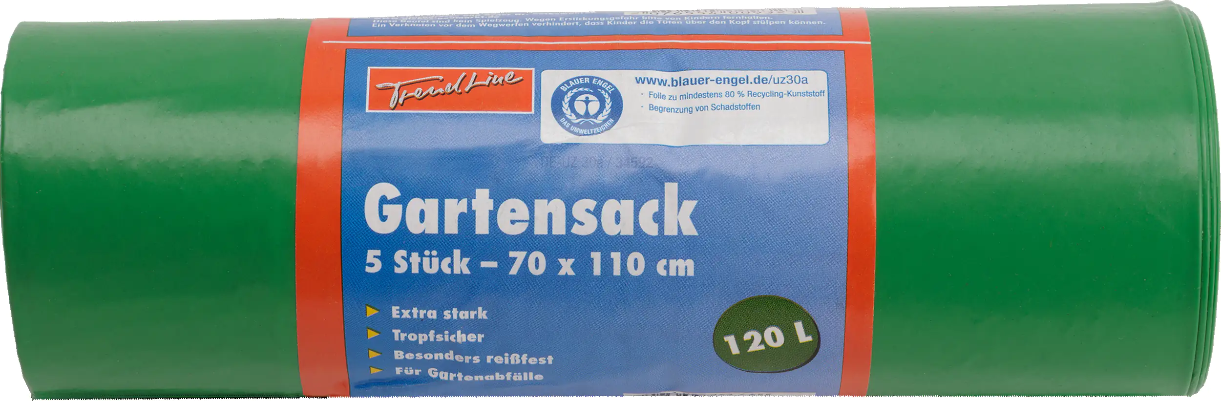 Trendline Gartensack 120 L, 63 mµ, grün, 5 Stück