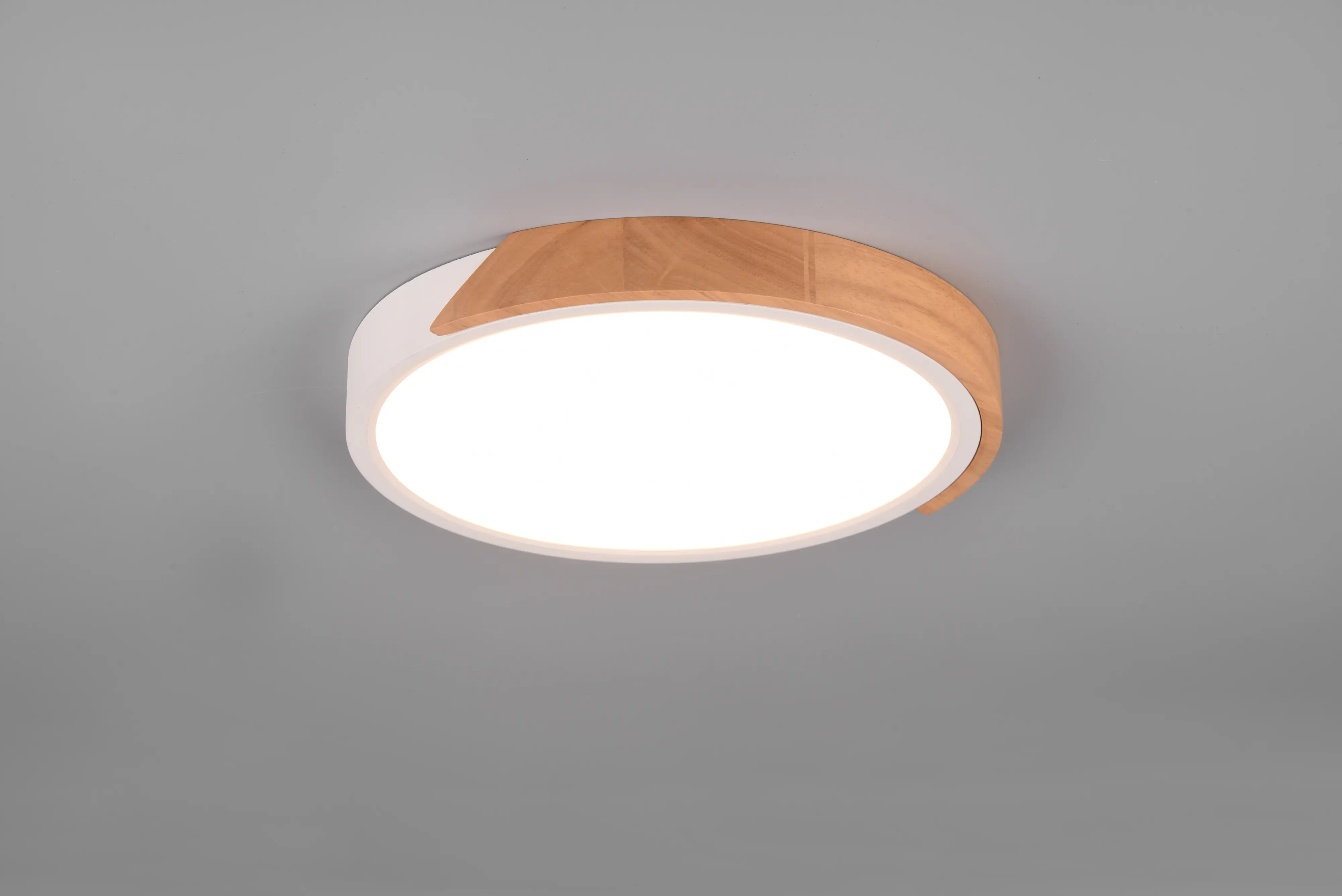 Trio LED-Deckenleuchte Jano Ø 31,5 cm warmweiß naturholz dimmbar