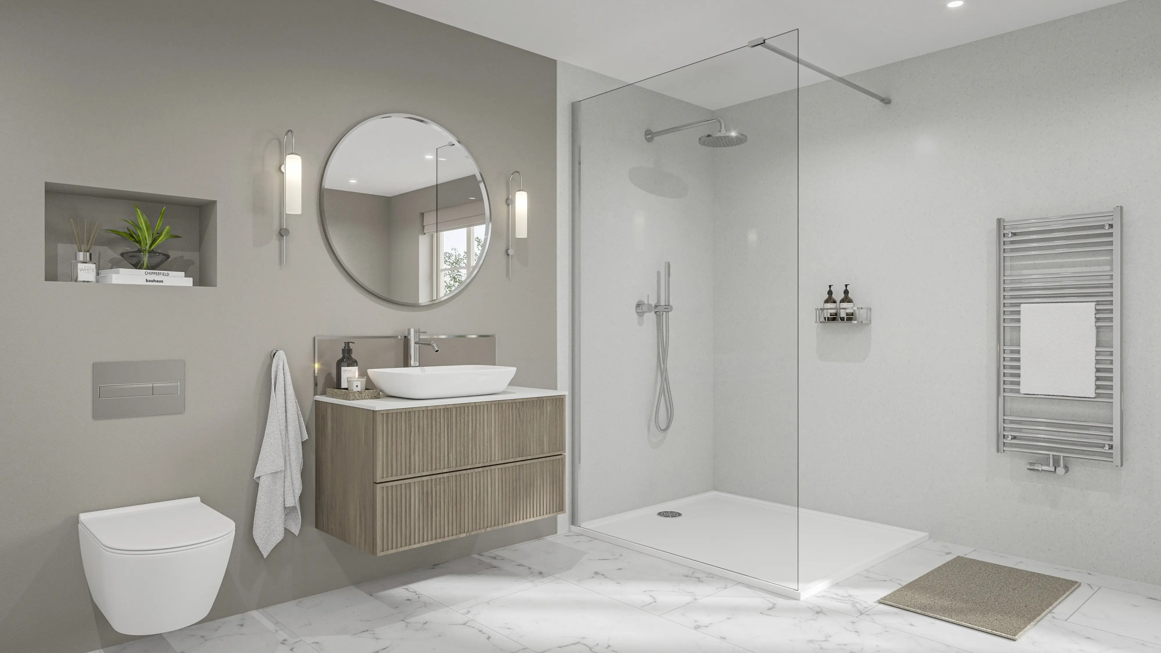 Wetwall Elite Wandpaneel  Blanco Frost 60 x 242 cm mit Nut & Feder