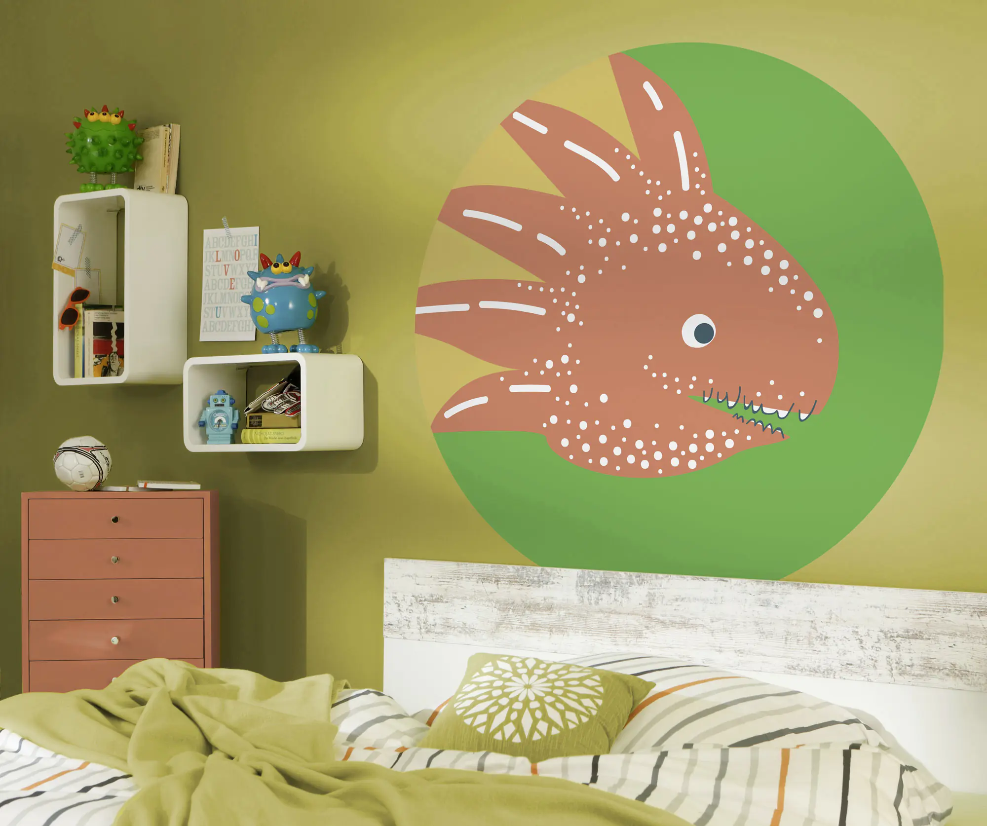 Komar Vlies Fototapete Dot Little Dino Proto Ø 128 cm, selbstklebend