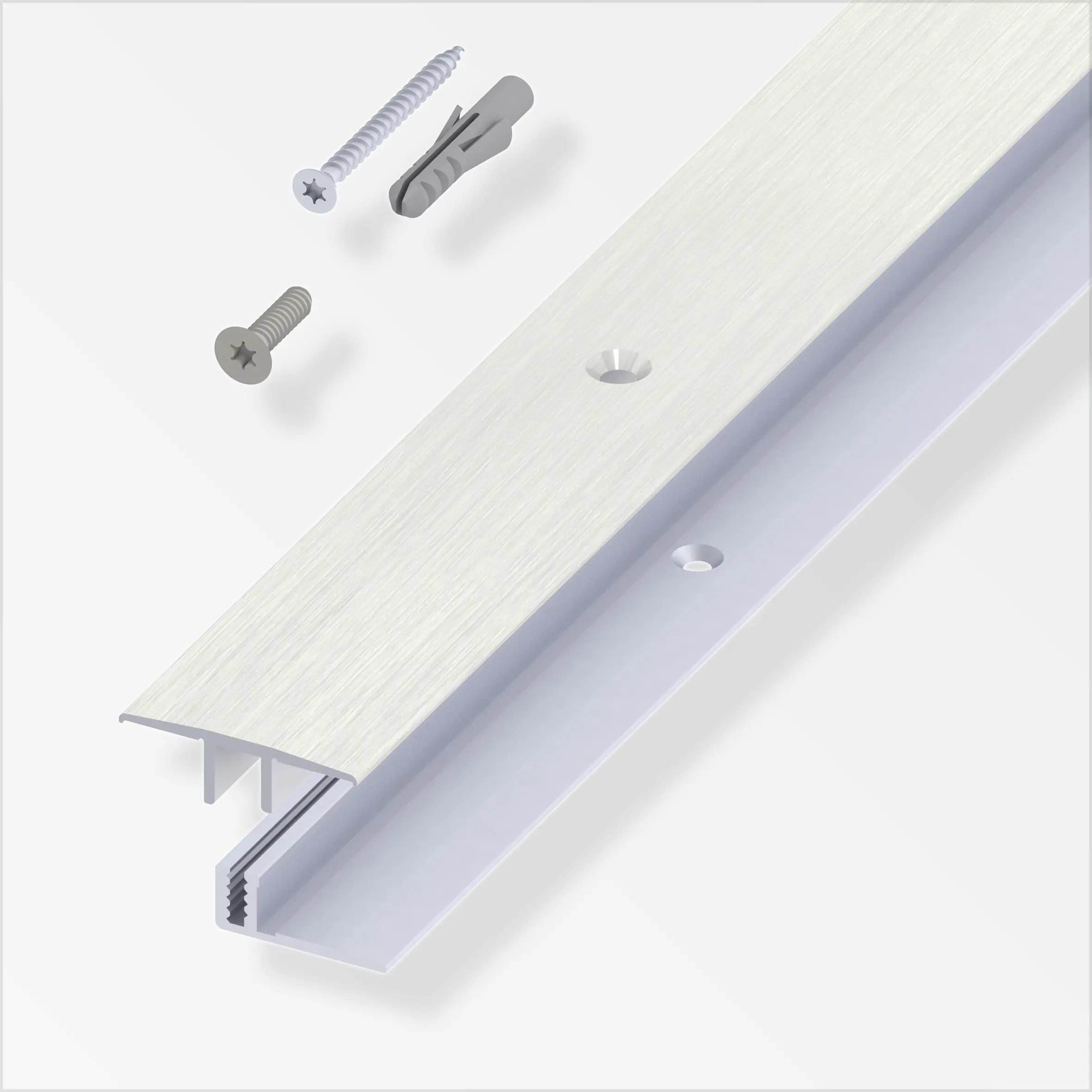 alfer Übergangs-Profil und Träger-Profil 1 m, 33 x 7 - 15 mm Alu  gebürstet