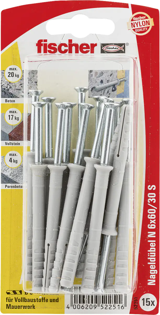 4006209522516 Fischer Nageldübel N 6.0 x 60 mm - 15 Stück