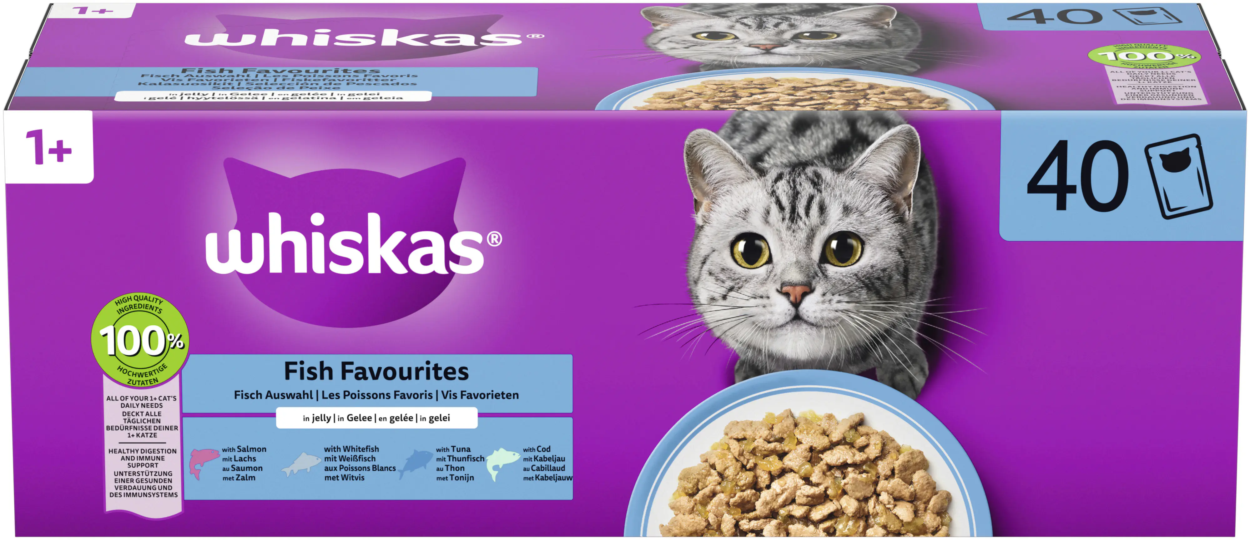 Whiskas Katzennassfutter Adult 40 x 85 g Fisch in Gelee 