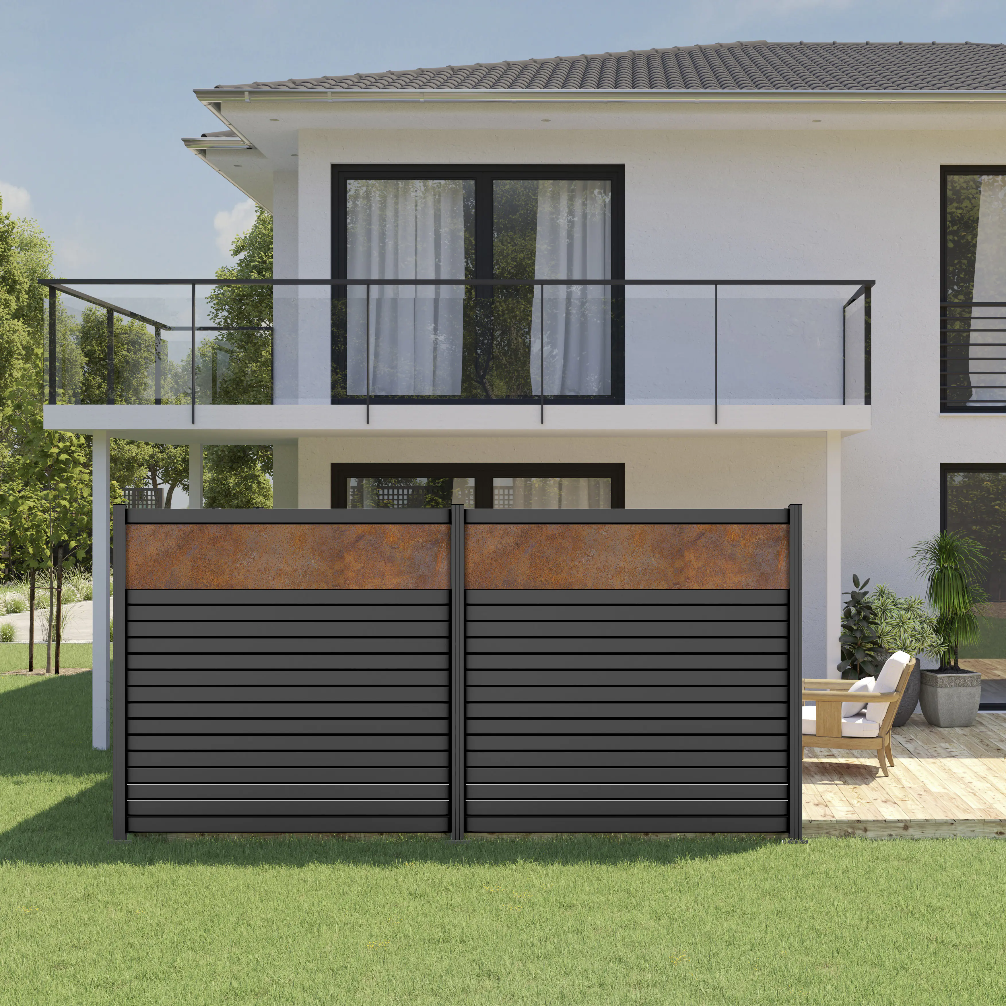 Ambiente Alu-Zaun Erweiterungsset Rhombus MINI 187 x 184,2 cm anthrazit 