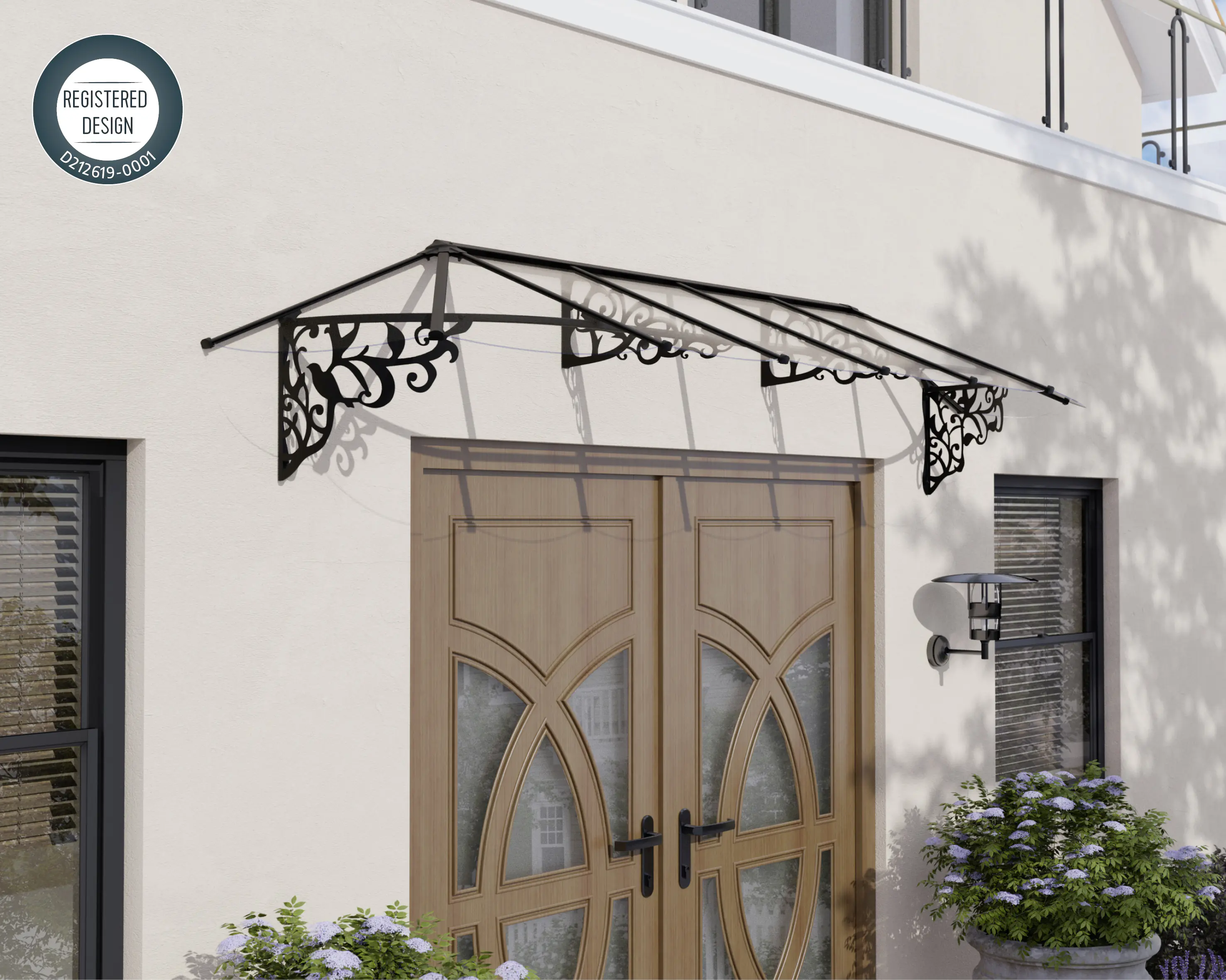 Canopia Vordach Lily 3600 Schwarz Alu 370 x  88 cm