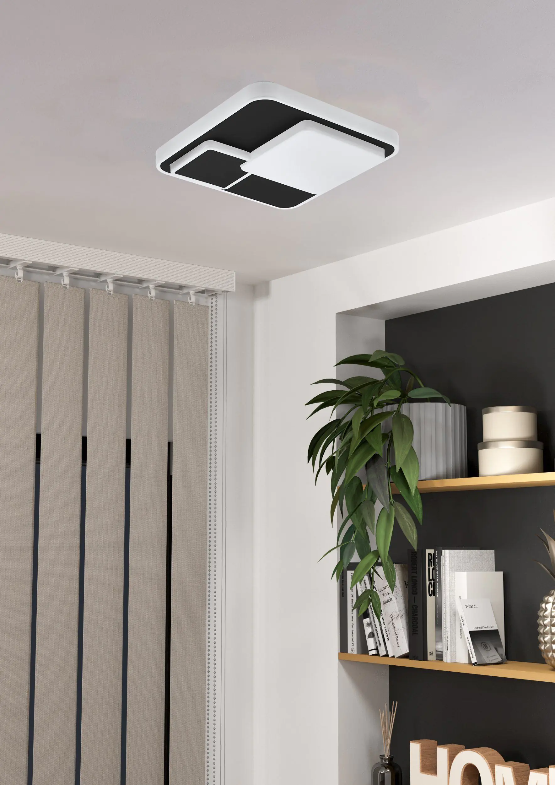 Eglo LED Deckenleuchte Lepreso weiß-schwarz 38,5 x 38,5 cm warmweiß