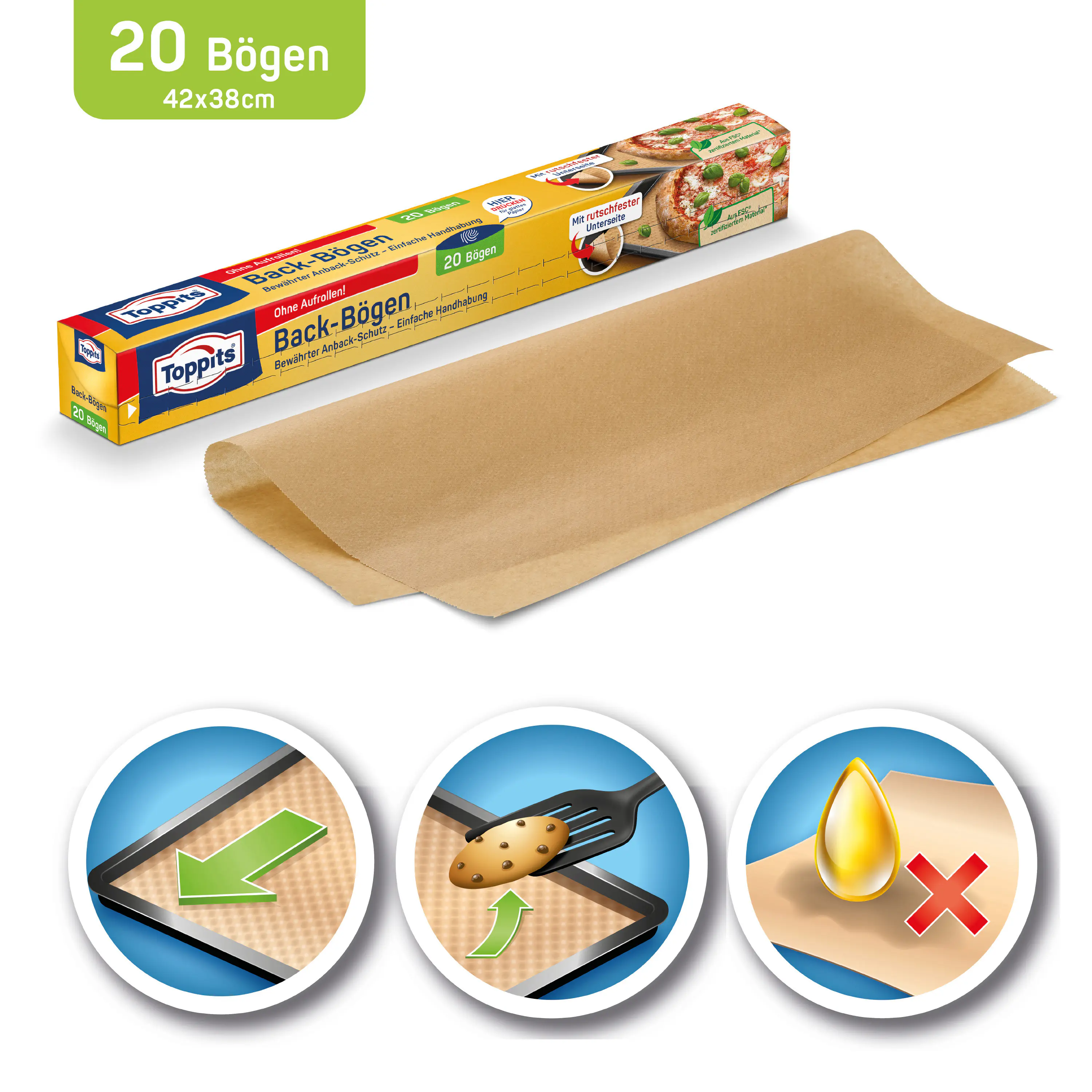Toppits® Backpapier-Bögen Rutschfest FSC MIX SGSCH-COC-008678