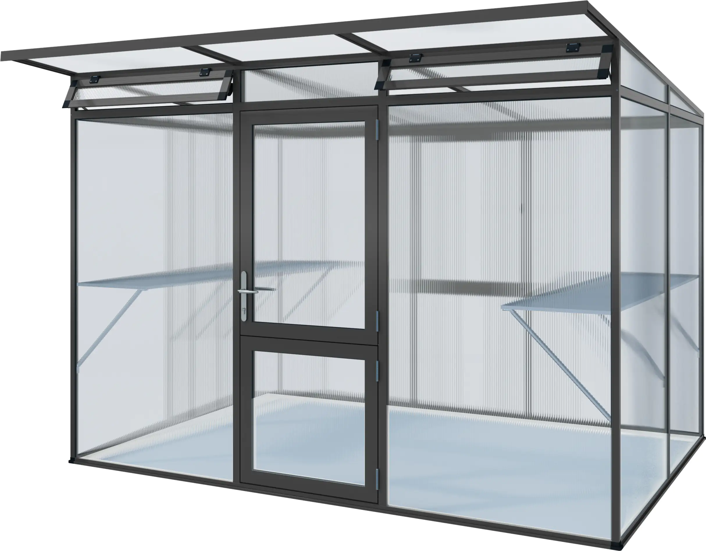 4260120342251 KGT Gewächshaus Linea II 2,04 x 2,97 m, anthrazit-grau
