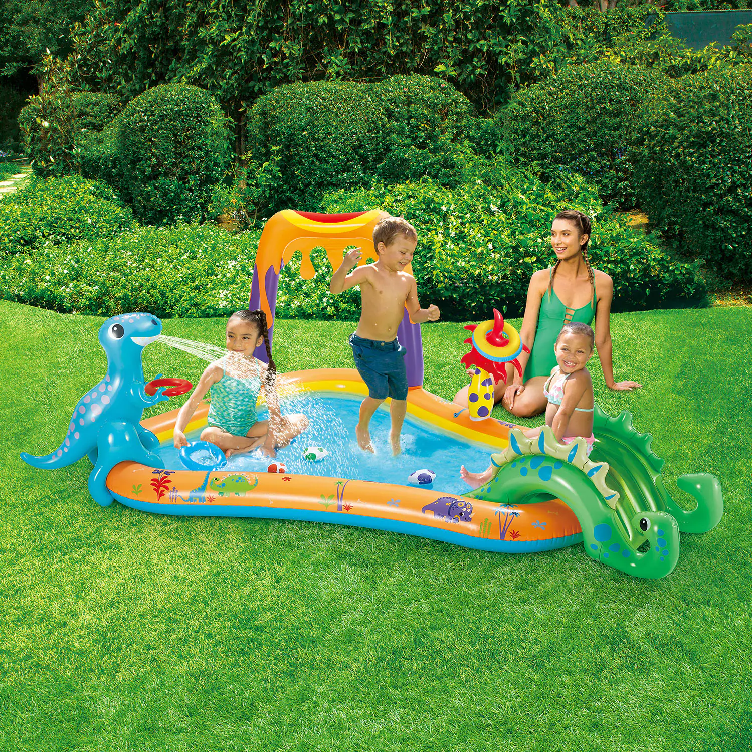 4895215117188_2 Summer Waves Aufblasbarer Dinosaurier-Pool und Spielcenter