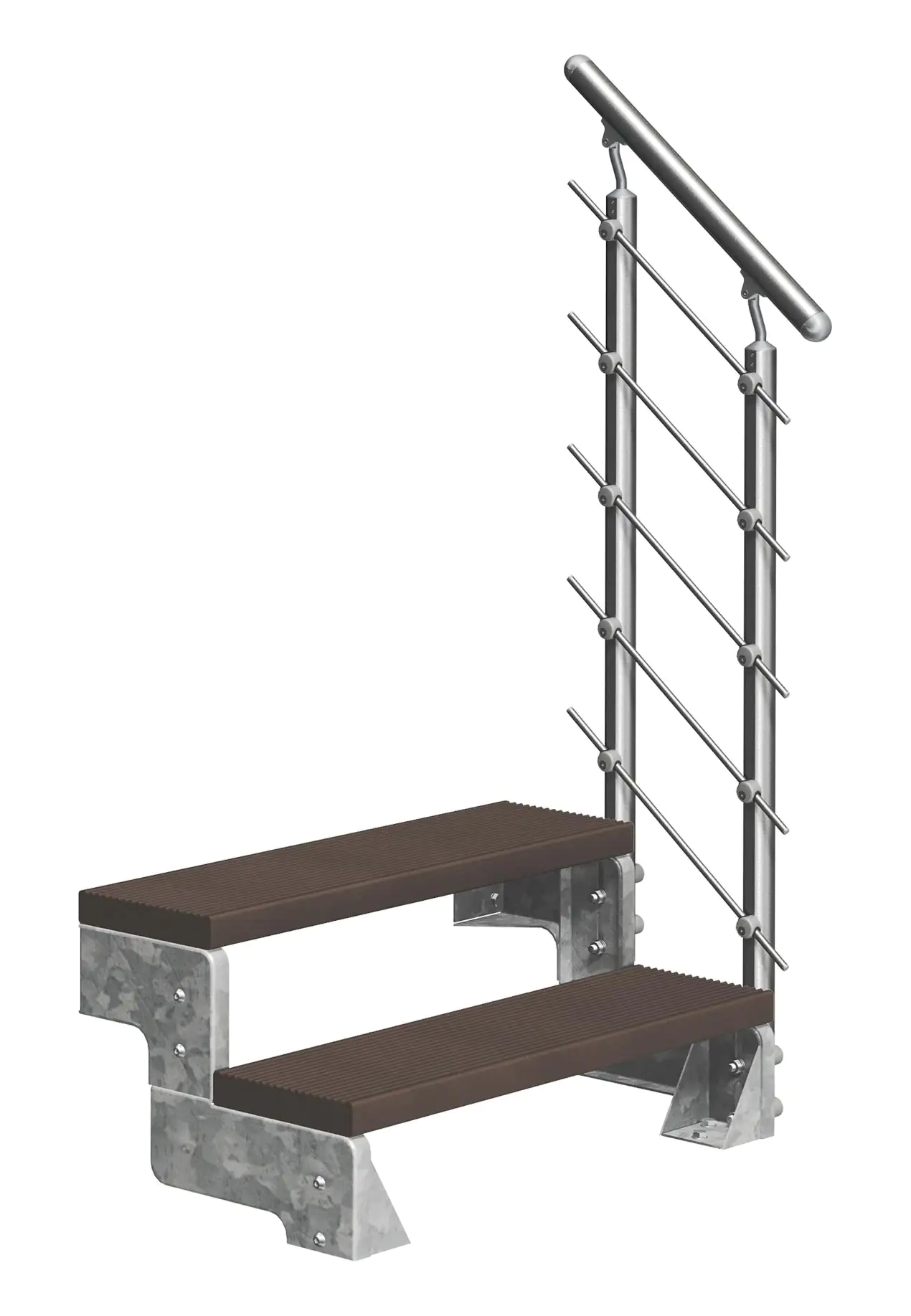 Dolle Außentreppe Gardentop mit Edelstahl-Geländer Breite 80 cm Trimax braun