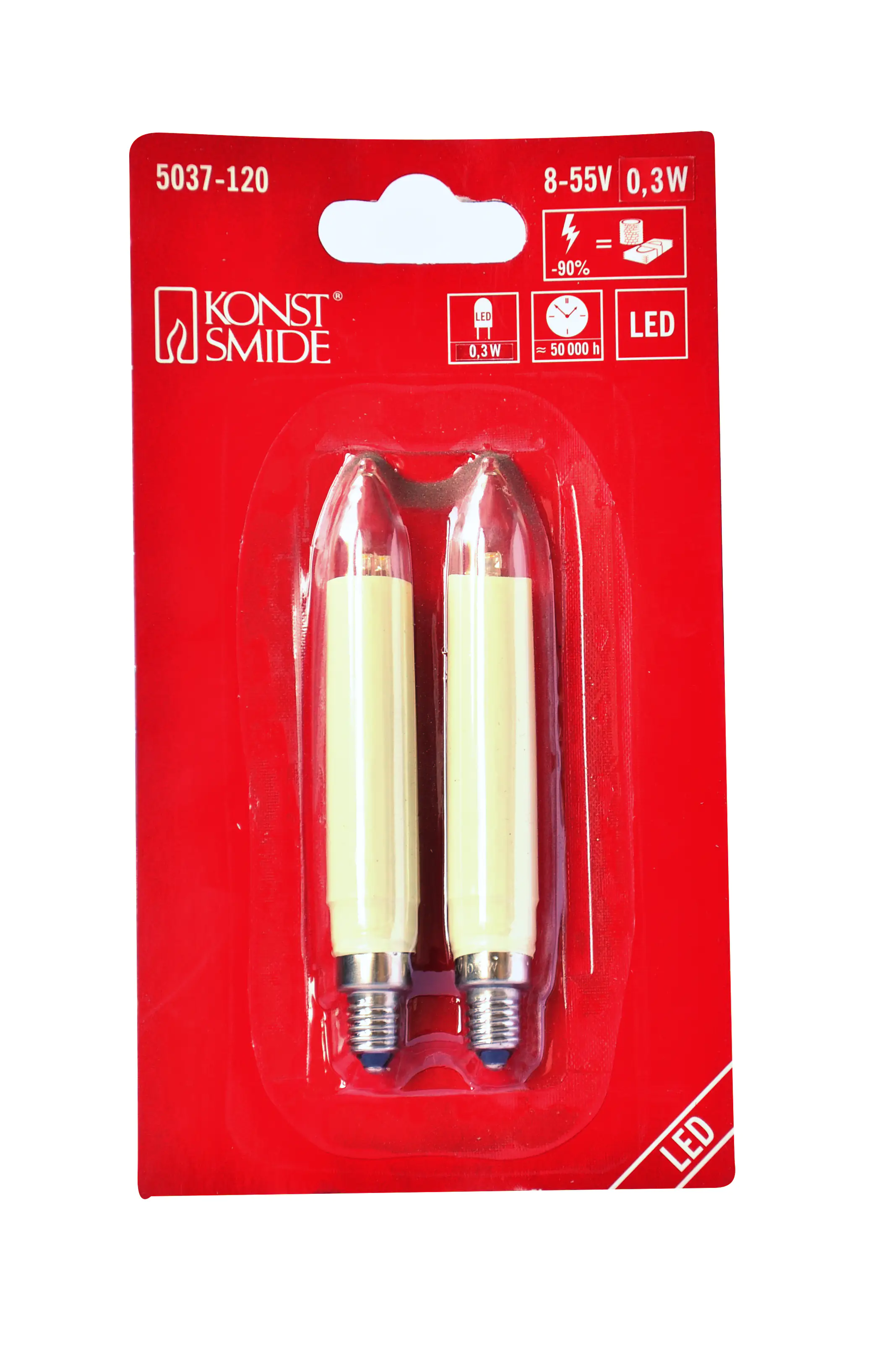 Konstsmide LED Birne Schaftkerze warmweiß 2er Blister
