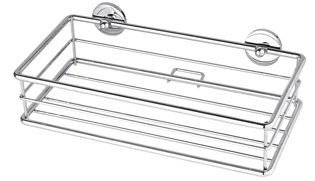 Tesa Ablagekorb BAATH+ einstöckig, 4-eckig, verchromt, inkl. Klebelösung