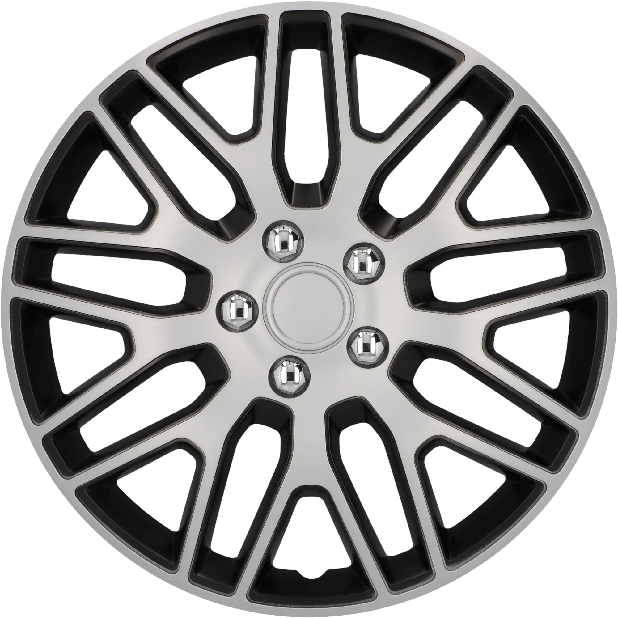 Cartrend Radzierblende Branch 38 cm (15 Zoll) silber schwarz 4 stück