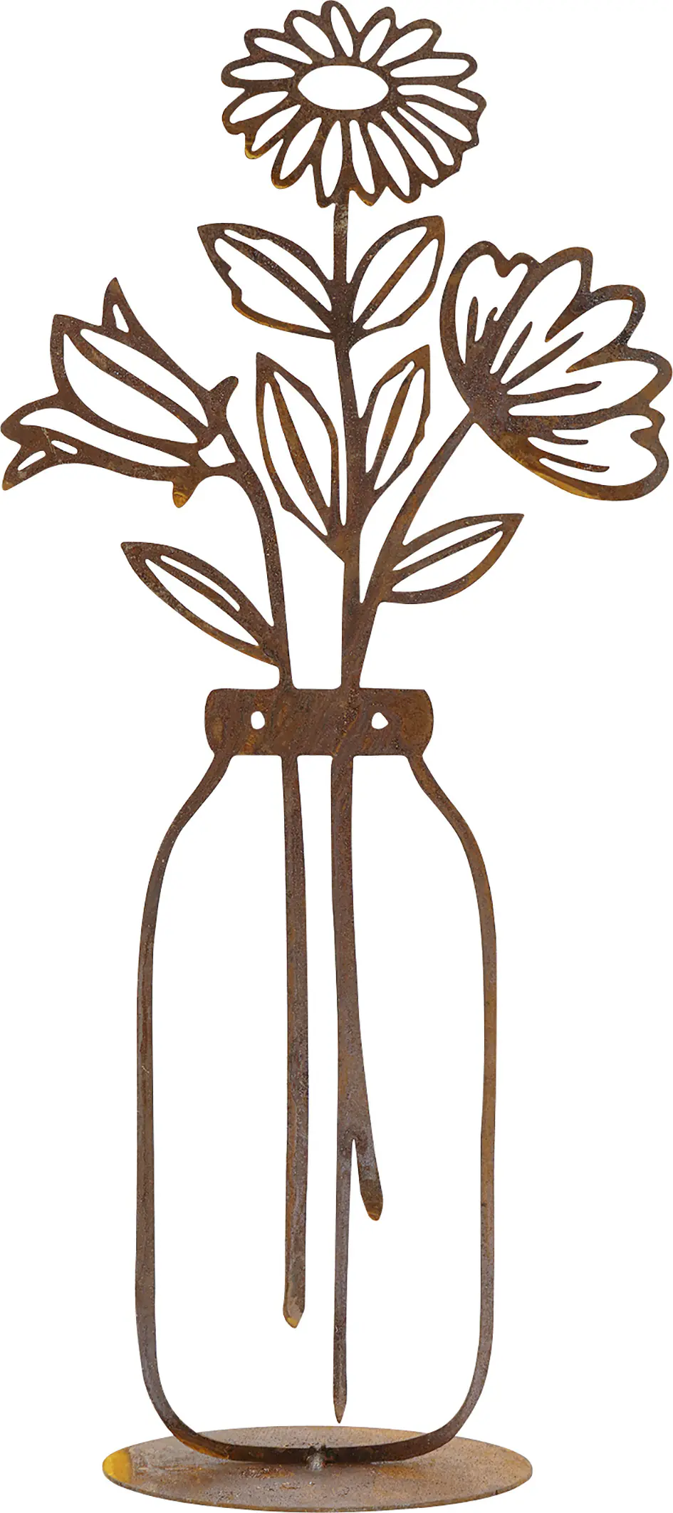 Badeko Blumenvase Lisa mit Blumen  40 x 18 x 6 cm rostbraun