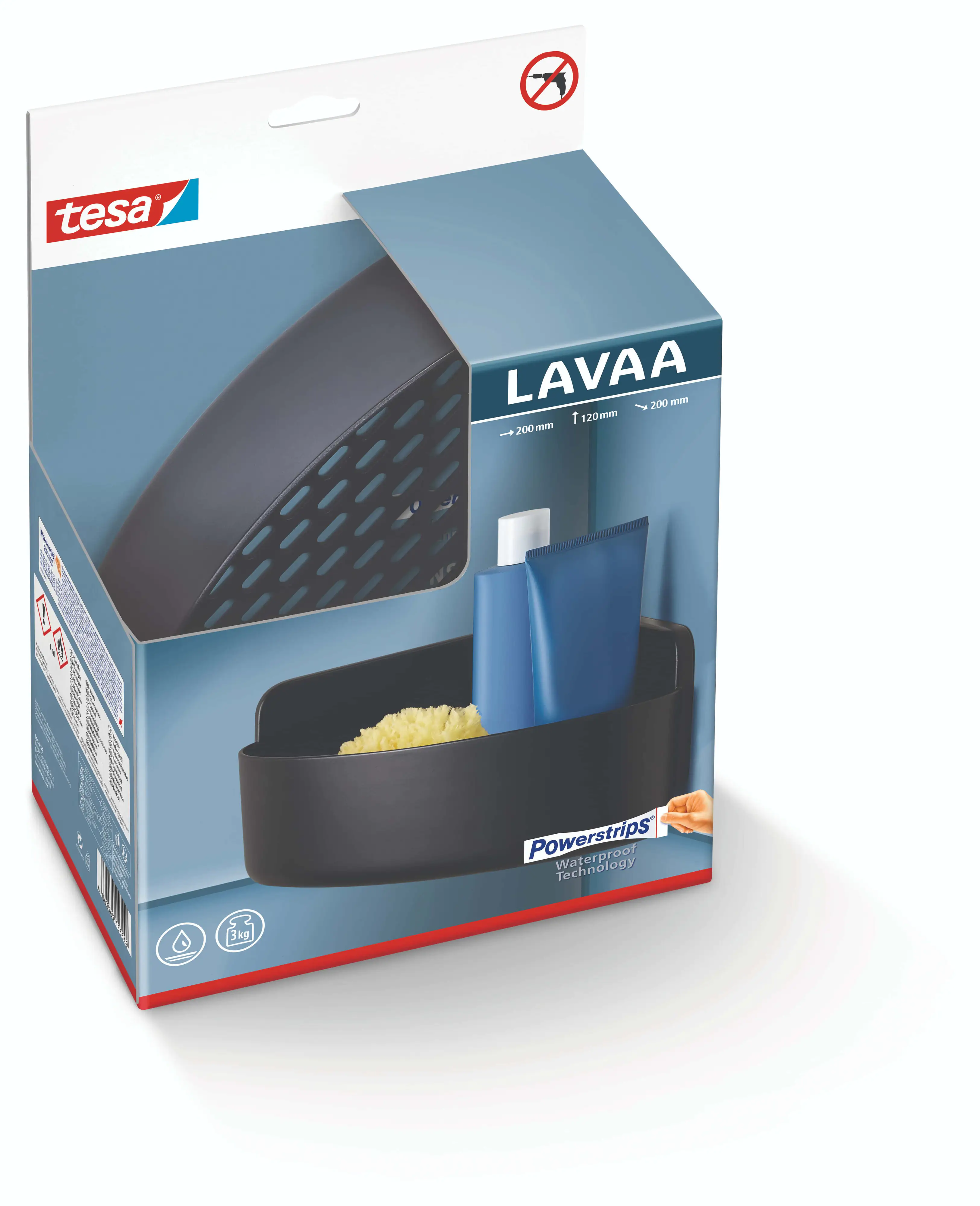 Tesa Eckduschkorb LAVAA Größe M zum Kleben