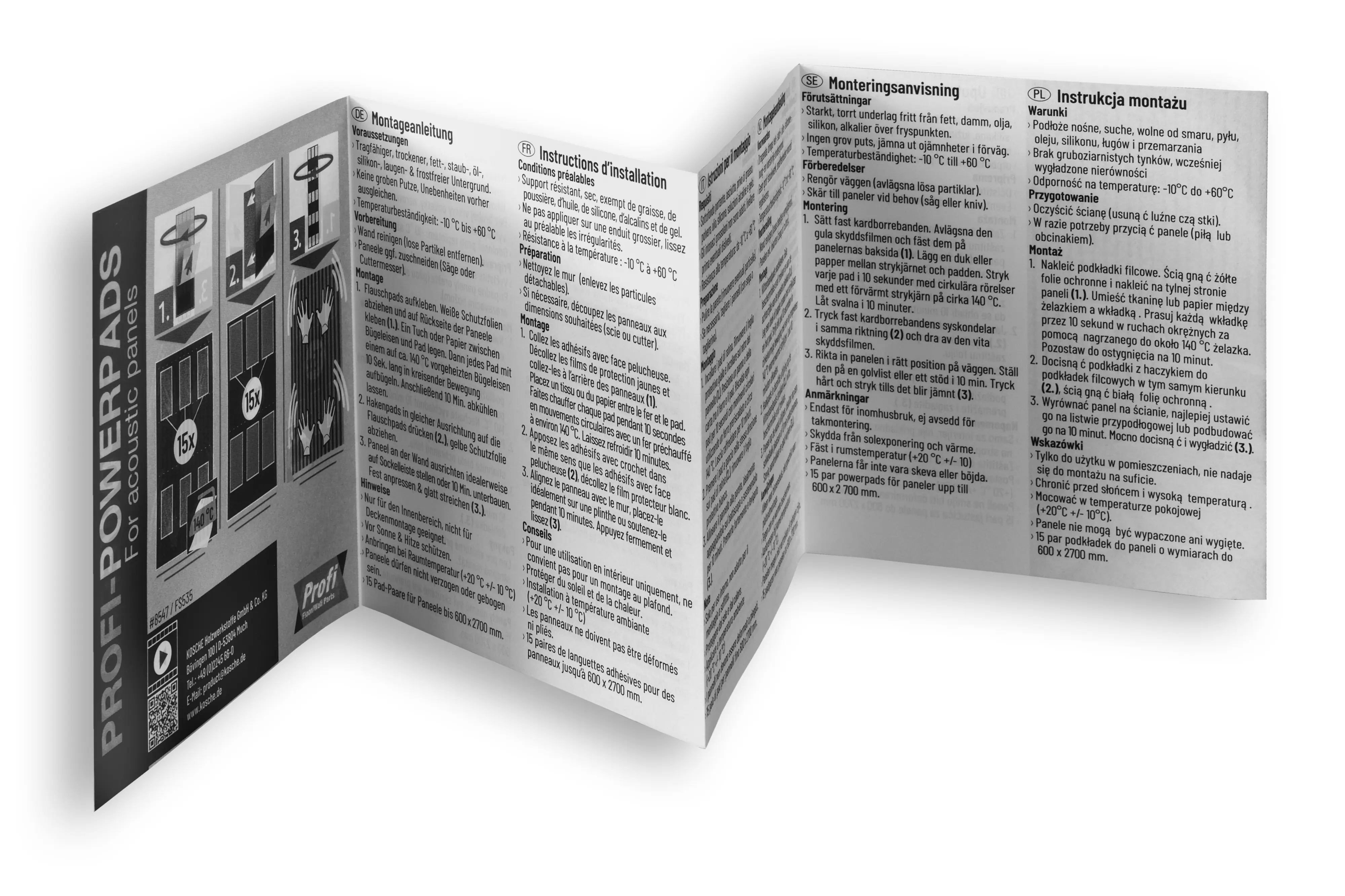 Kosche Profi-Powerpads schwarz für Akustikpaneele 15 Stück