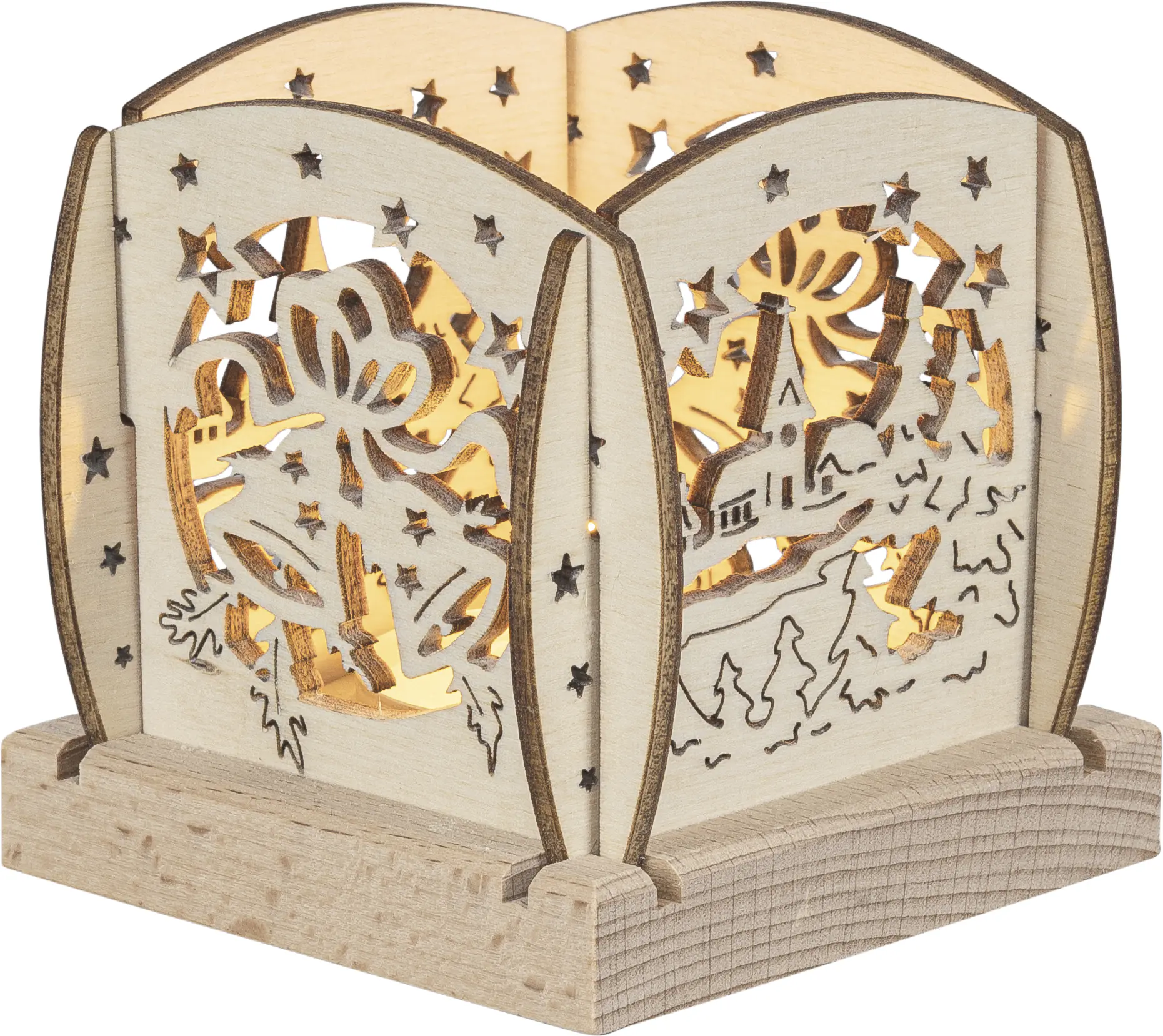 Mini-Laterne Deko Holz Christi Geburt für 1 Teelicht 7 cm