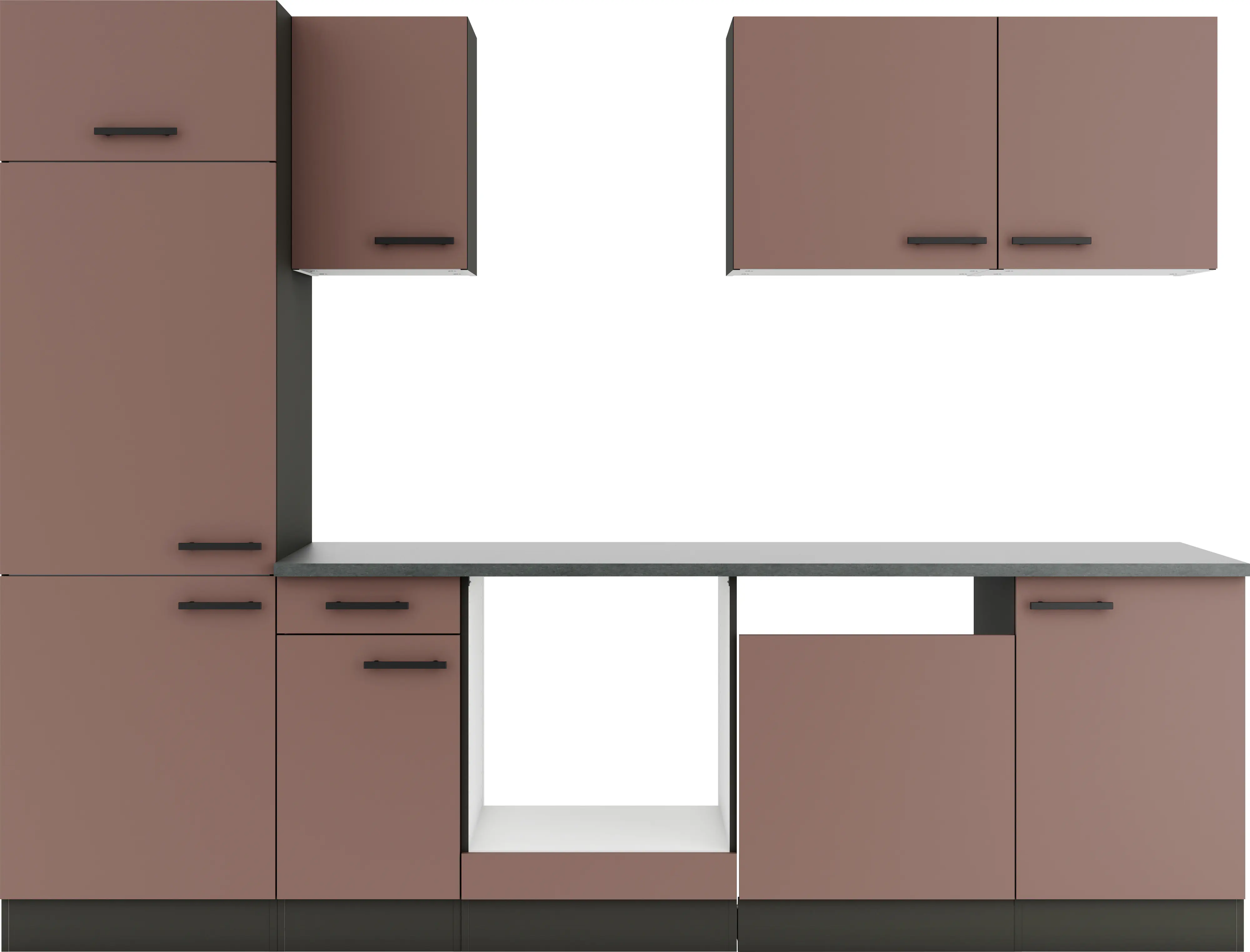 Optifit Küchenzeile Nizza 407 ohne Geräte rostrot 270 cm 