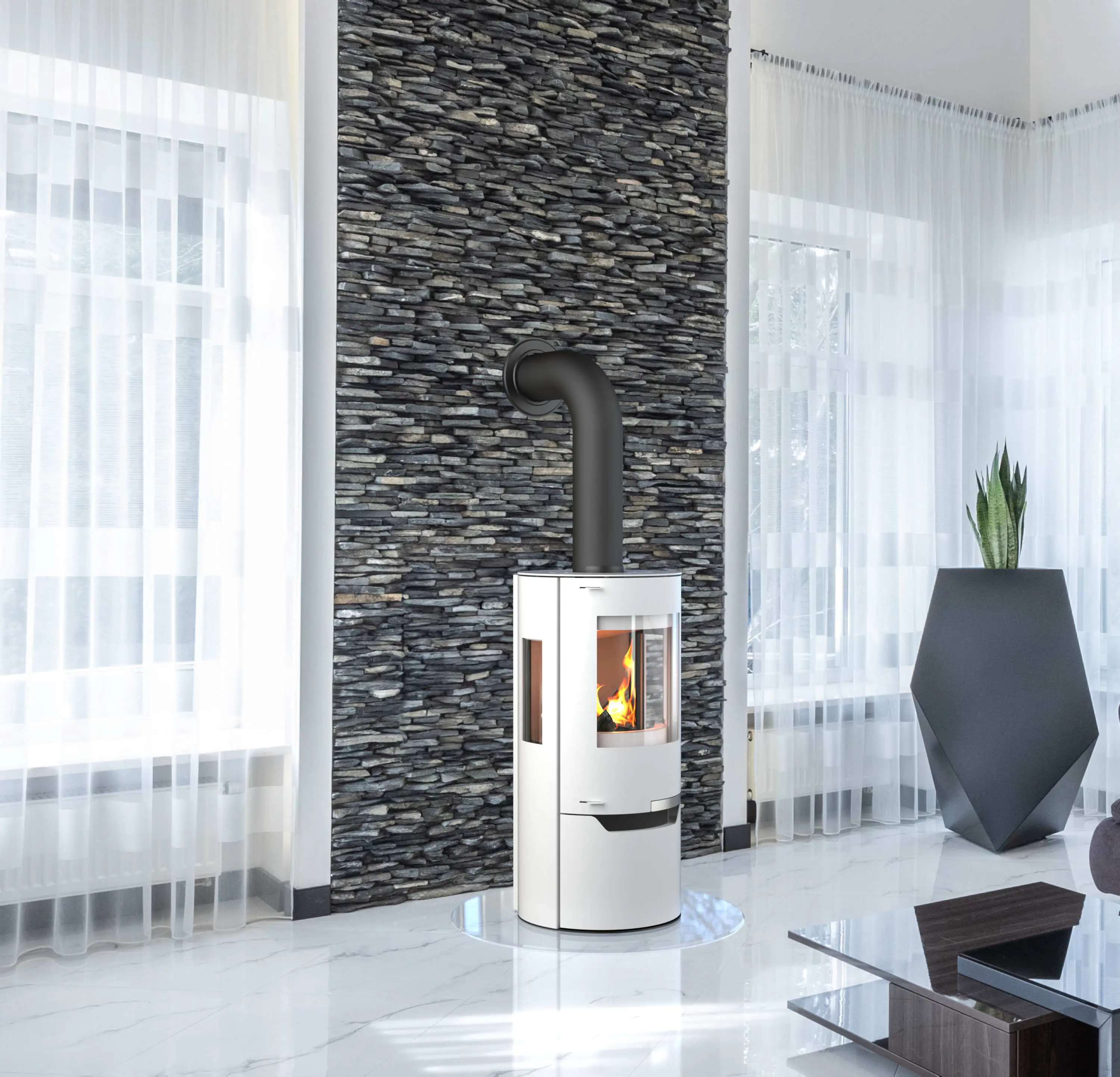 Thermia Kaminofen Hiron Trio Stahl weiß 6 kW