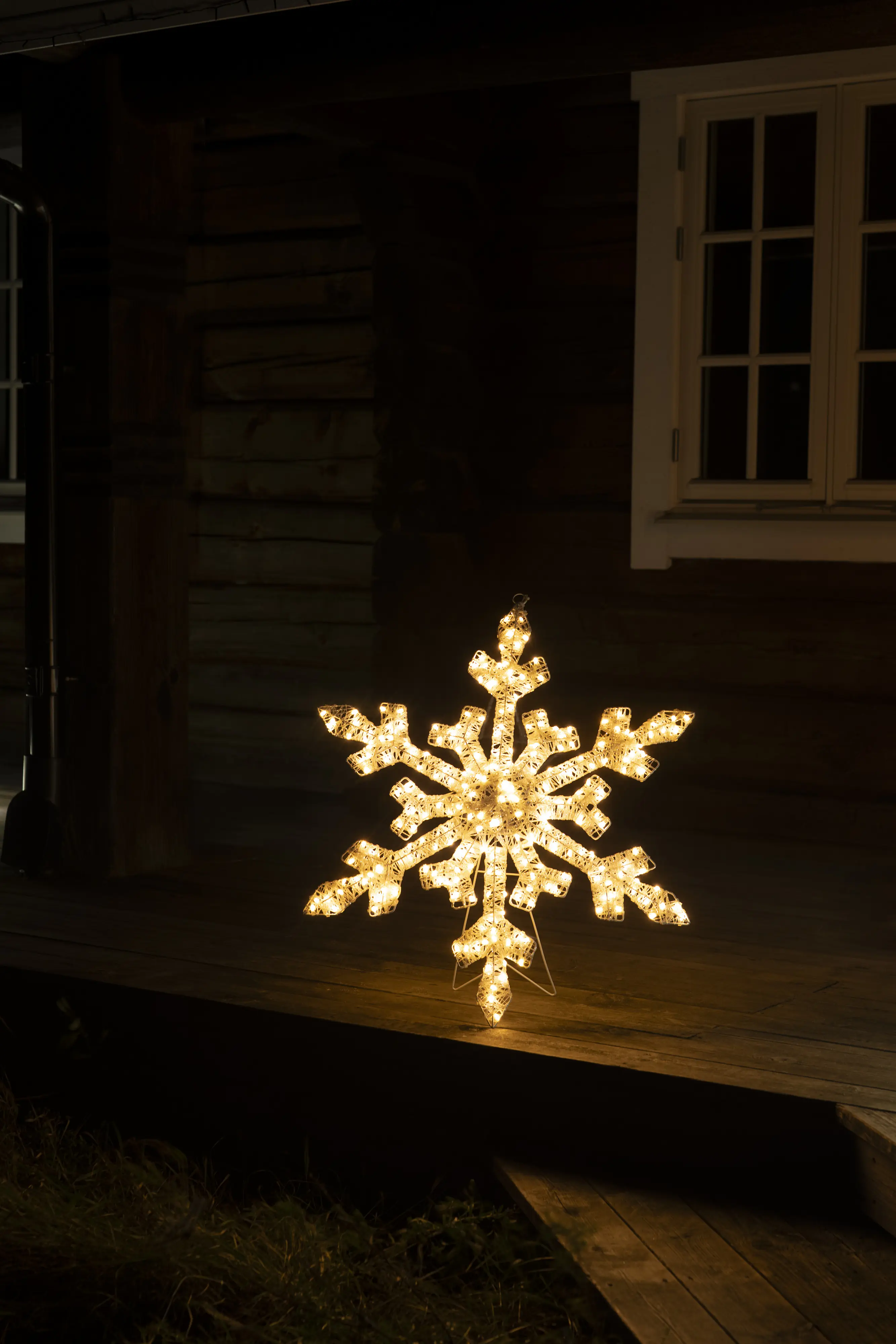 Konstsmide LED Weihnachtsdeko Schneeflocke 200 Dioden 80 cm bernstein