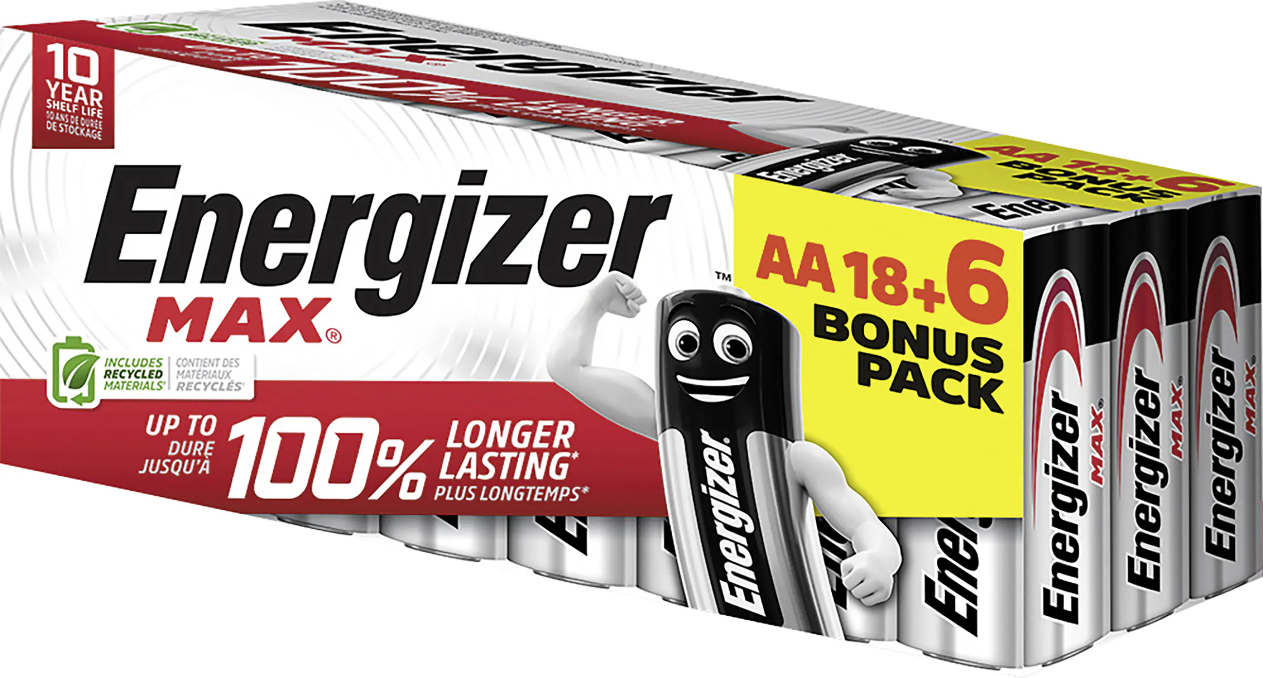 Energizer Max Alkaline Betterie Mignon AA 1,5 V, 18 + 6 Pack