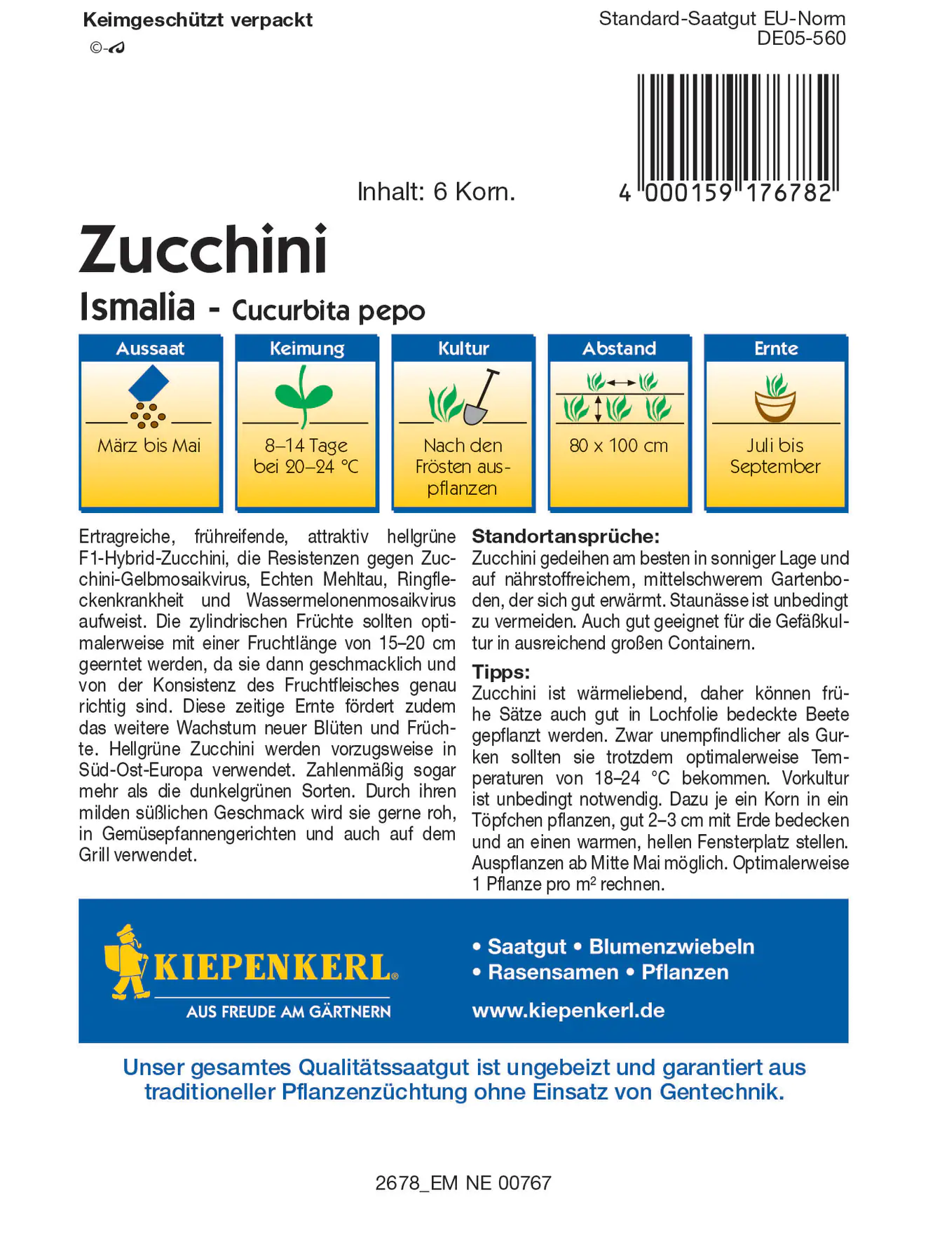 Kiepenkerl Zucchini Ismalia, F1