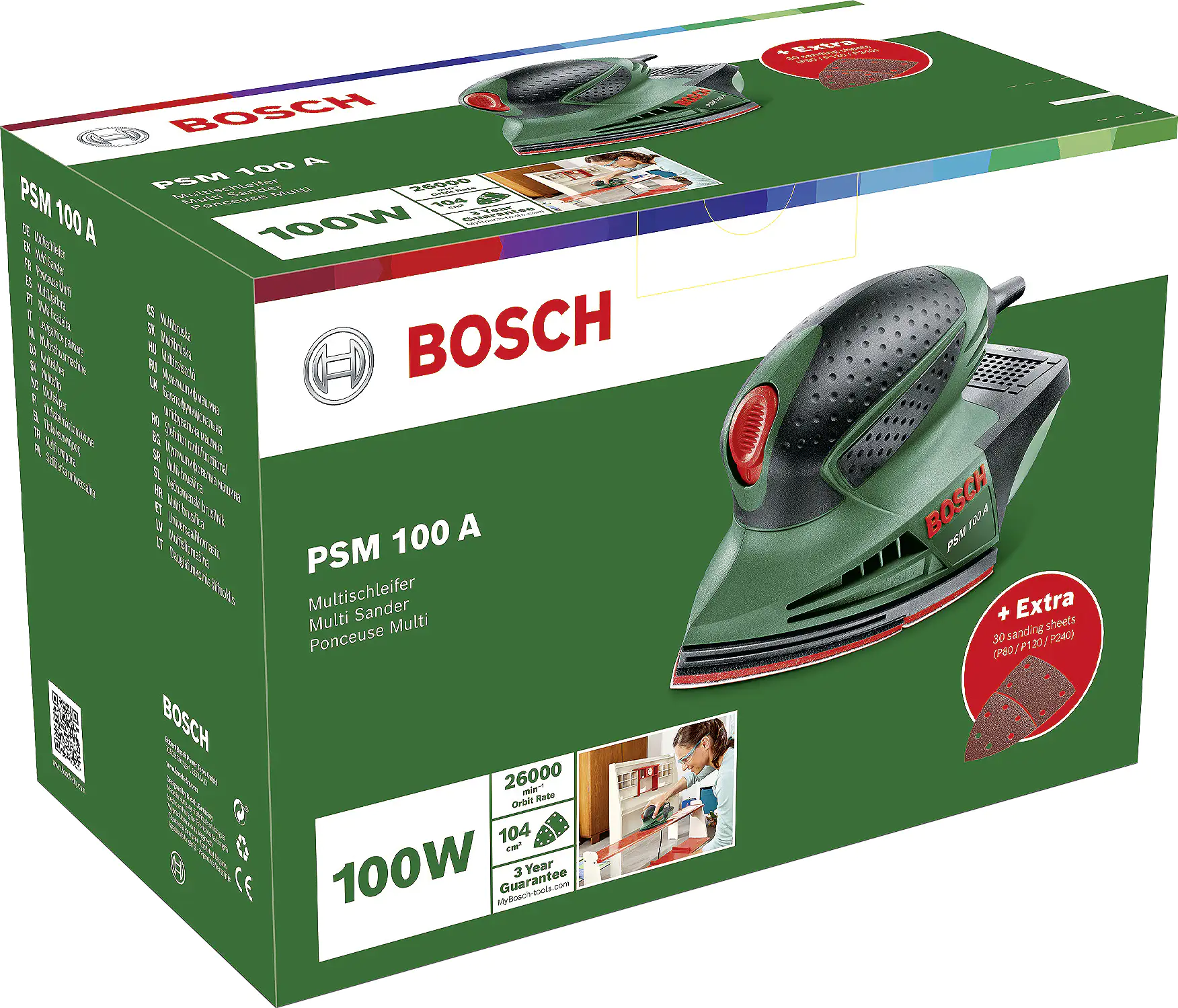 Bosch Multischleifer PSM 100 A 100 W inkl 3 Schleifblätter