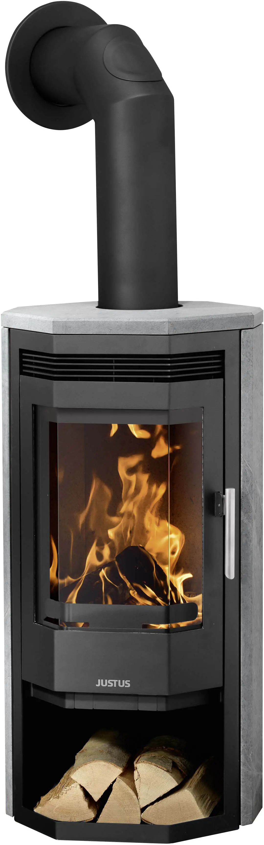 Justus Kaminofen Usedom 5 II Speckstein Stahl schwarz 5,5 kW