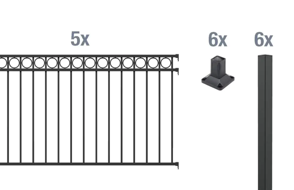 Alberts Komplettset Zaun Circle 10 m 100 cm matt schwarz zA